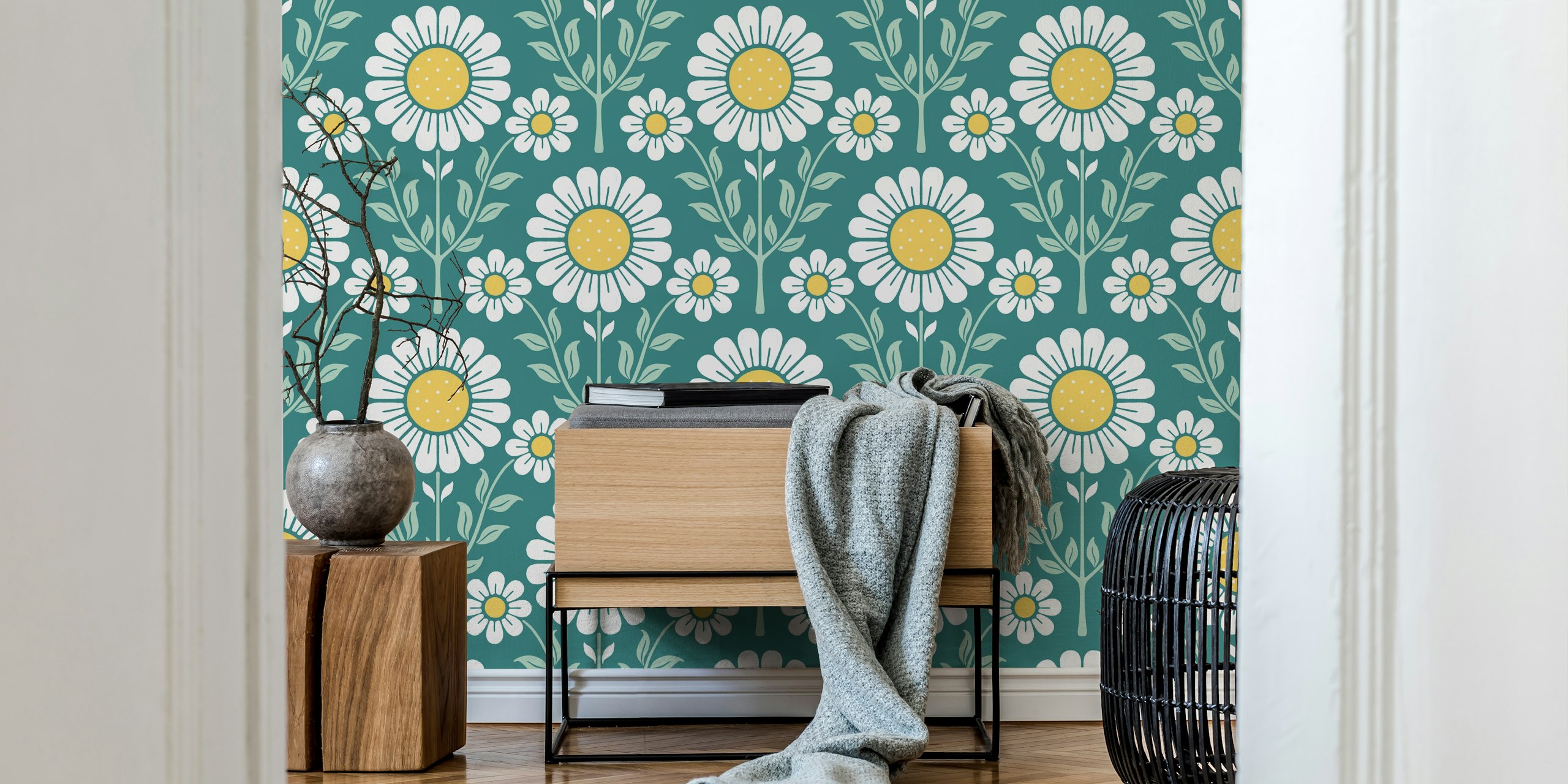 Daisy Garden wallpaper with white flowers