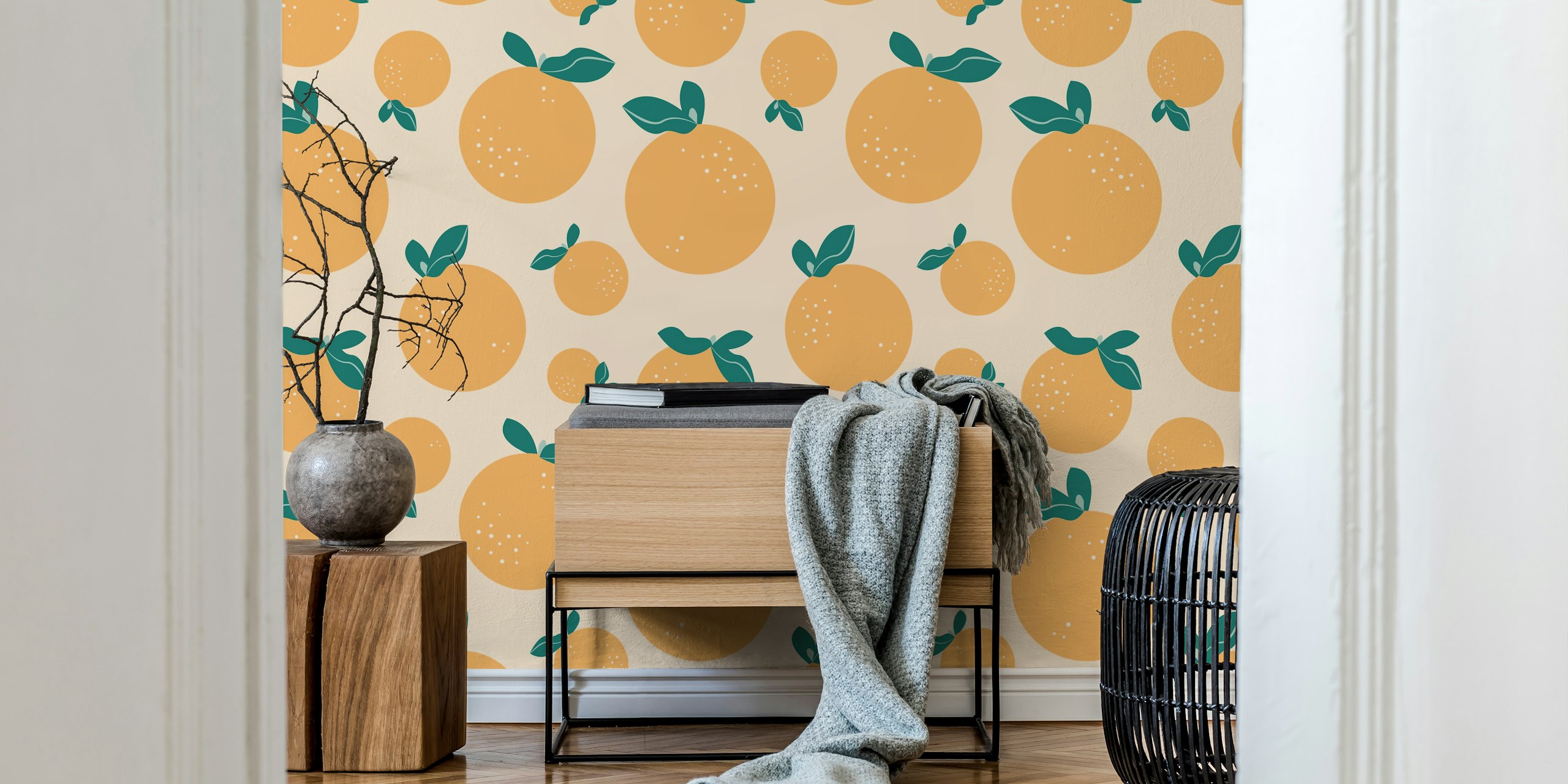 Summer Oranges beige tapet i rum