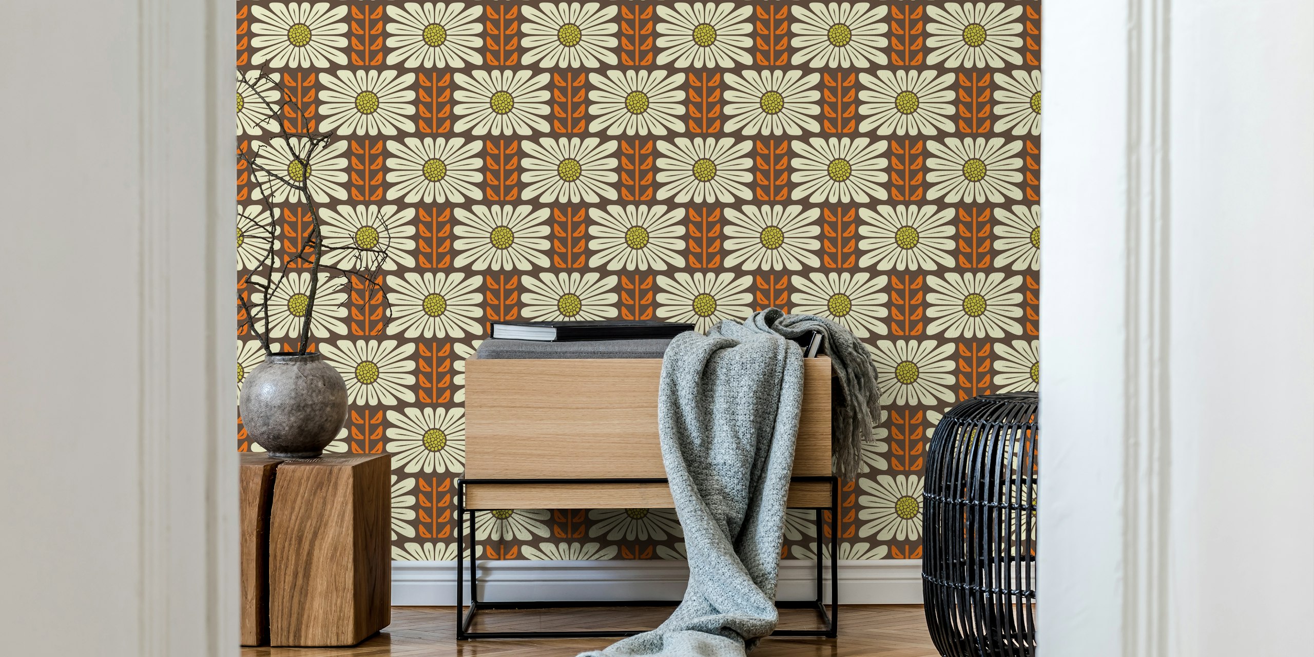 Retro Chic Flowers in Orange tapet