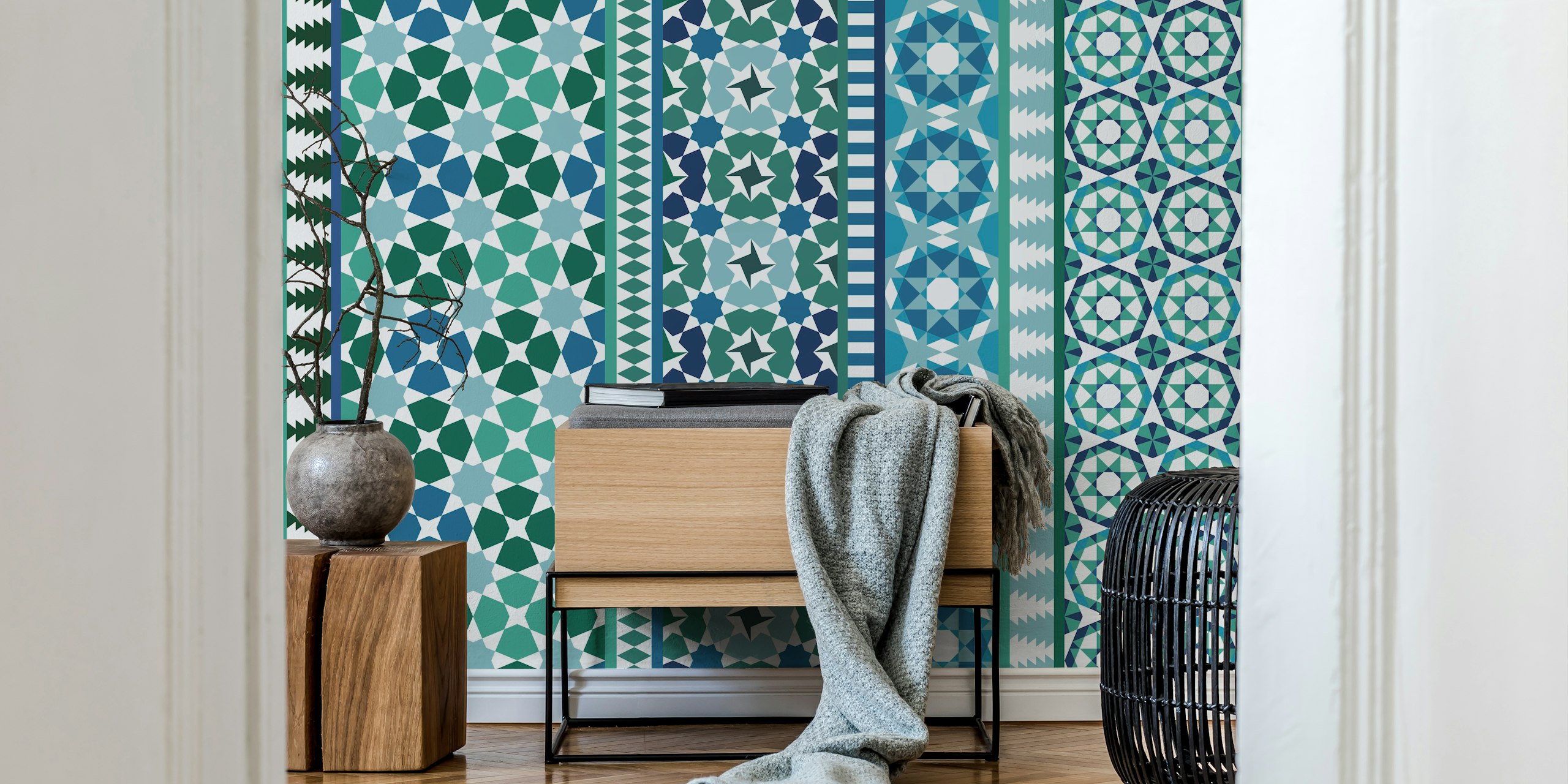Ταπετσαρία Alhambra Tessellations σε ένα δωμάτιο