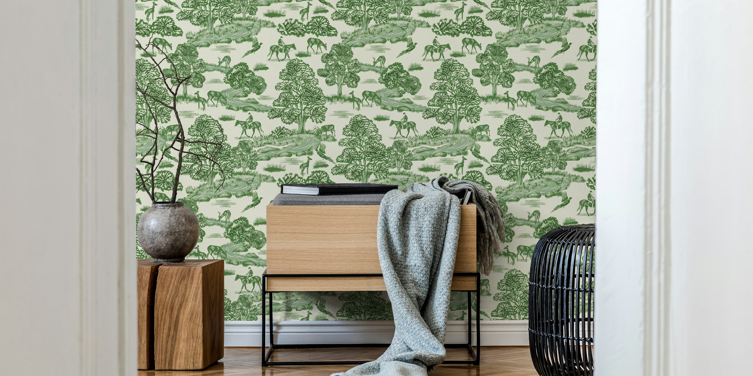 Country Brook Green wallpaper pattern