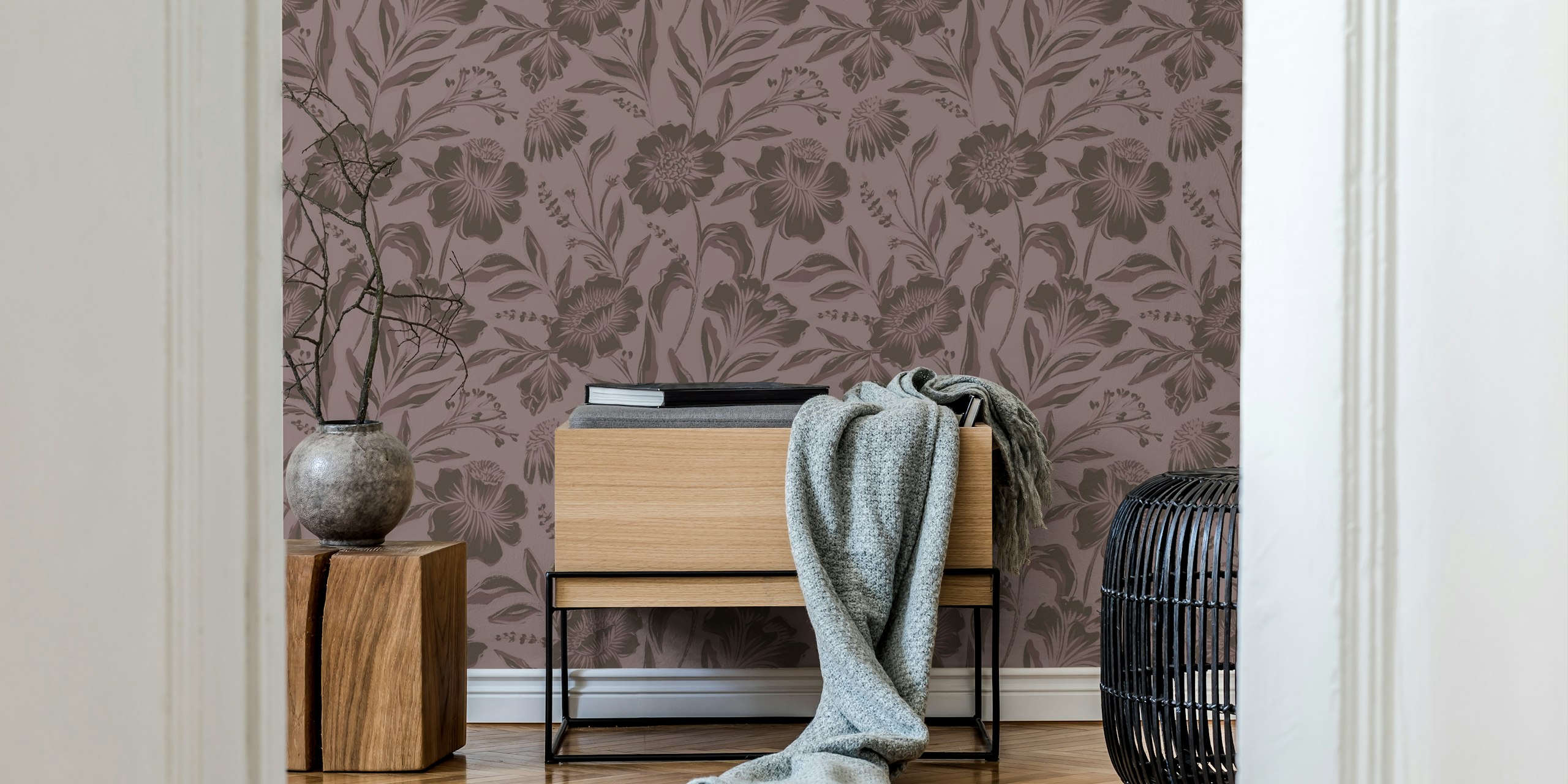 Papel pintado Romantic Botanical Bliss en una habitación