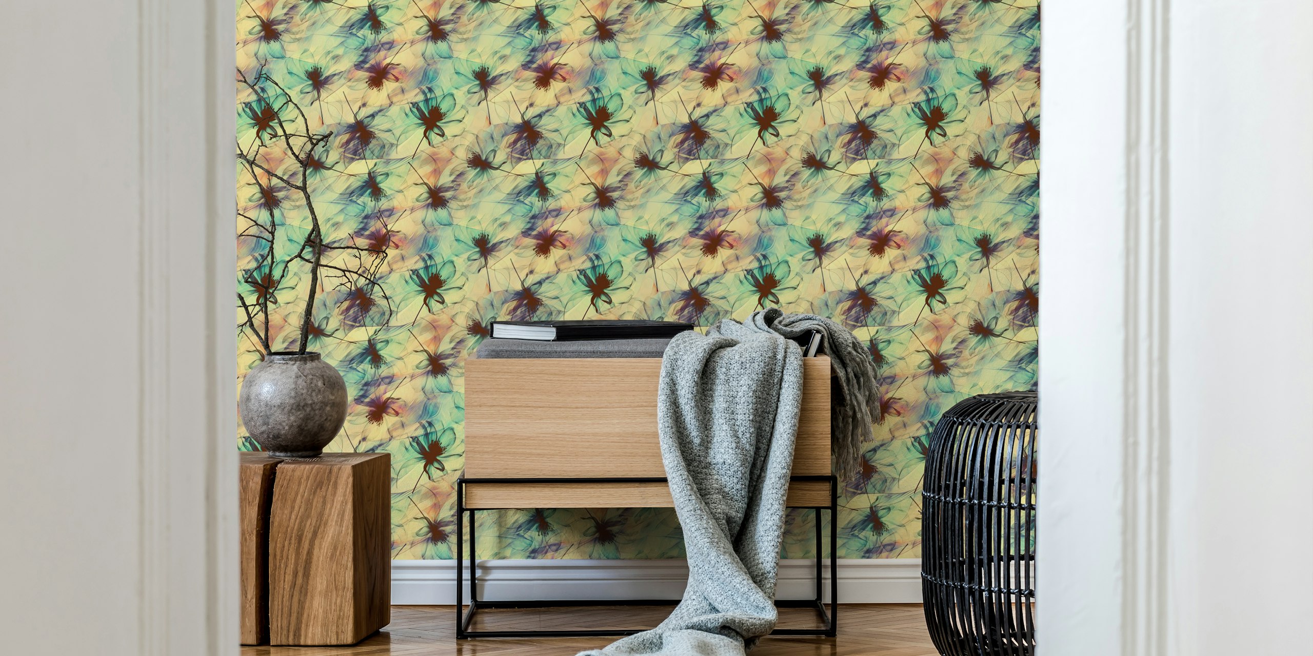 Ethereal Floral Symphony wallpaper design in a room
