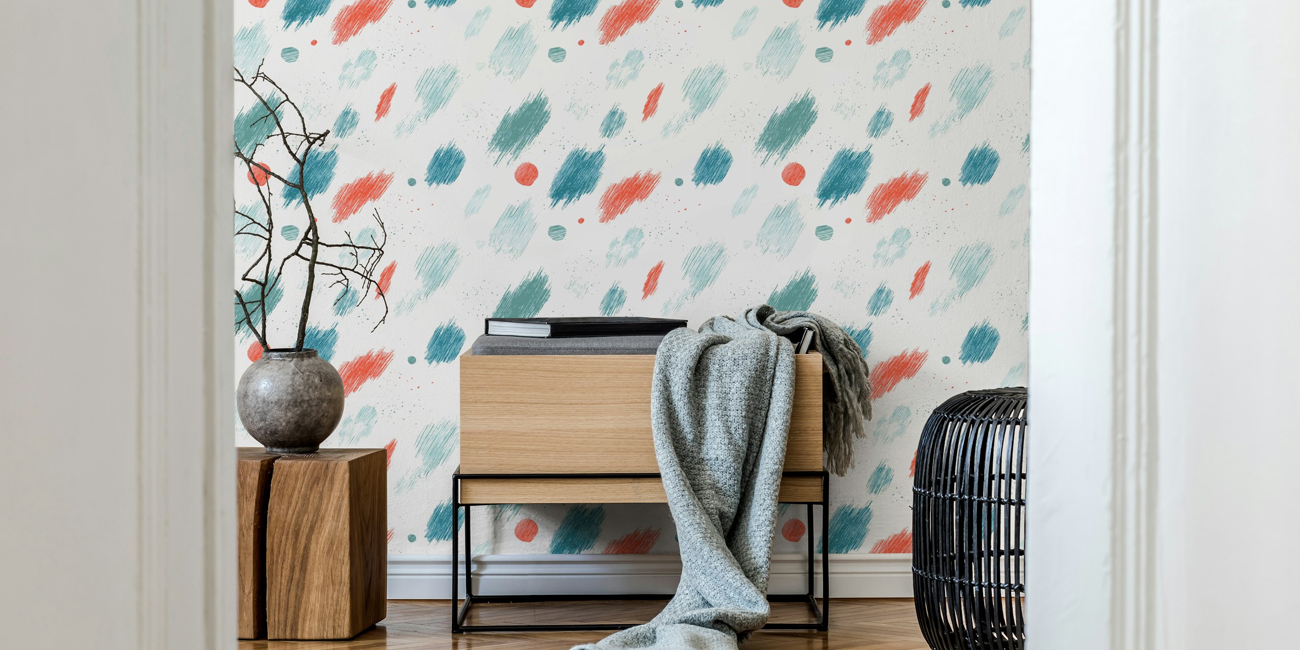 Colorful Brush Textures tapet i ett rum