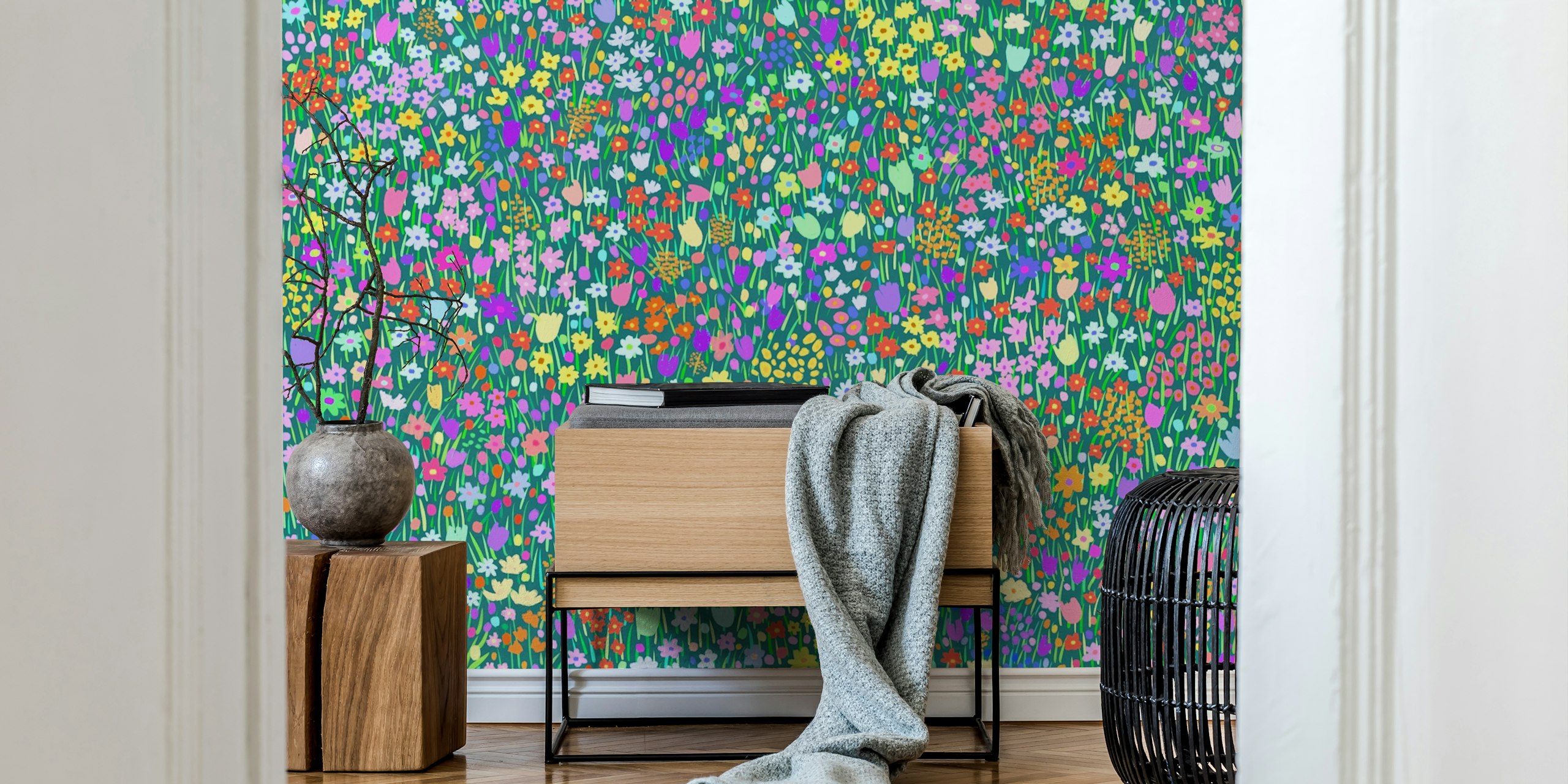 Vibrant Meadow Art for Wall 3 i et rum