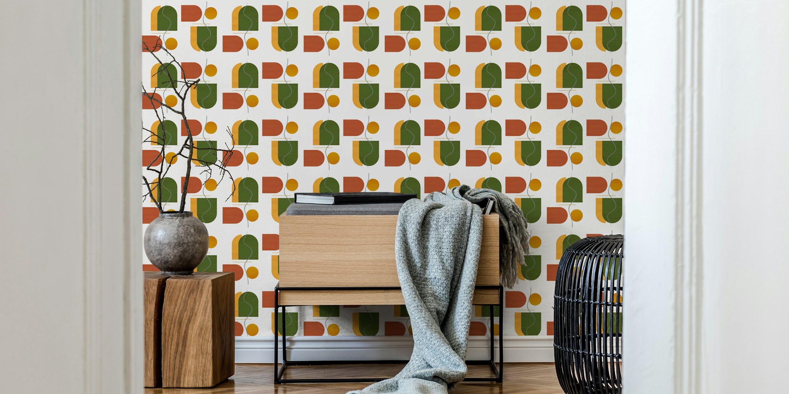 M-C Geo No 07 papel tapiz en una habitación elegante