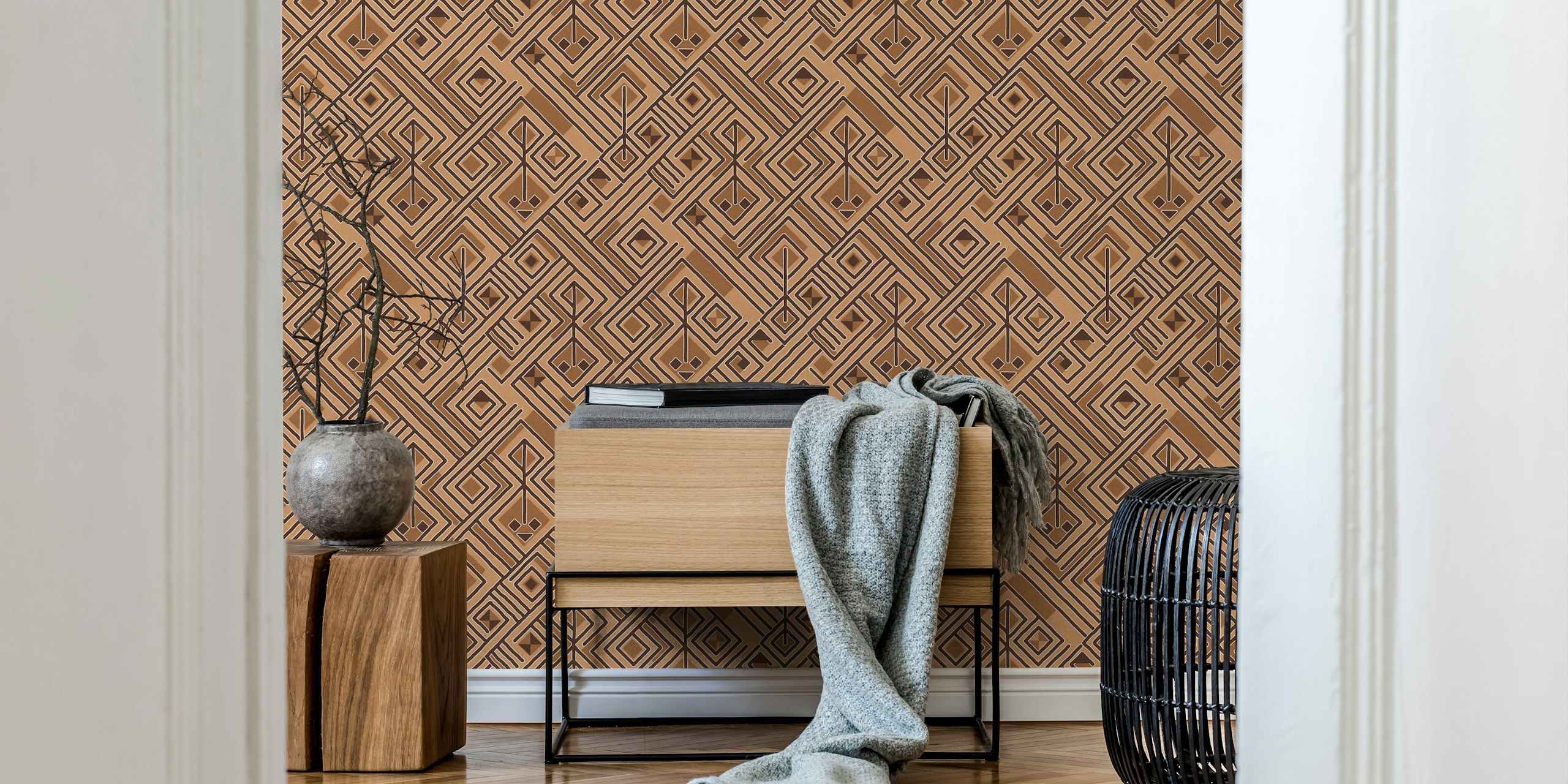 Kuba Earth Tones Pattern Prikazan U Sobi