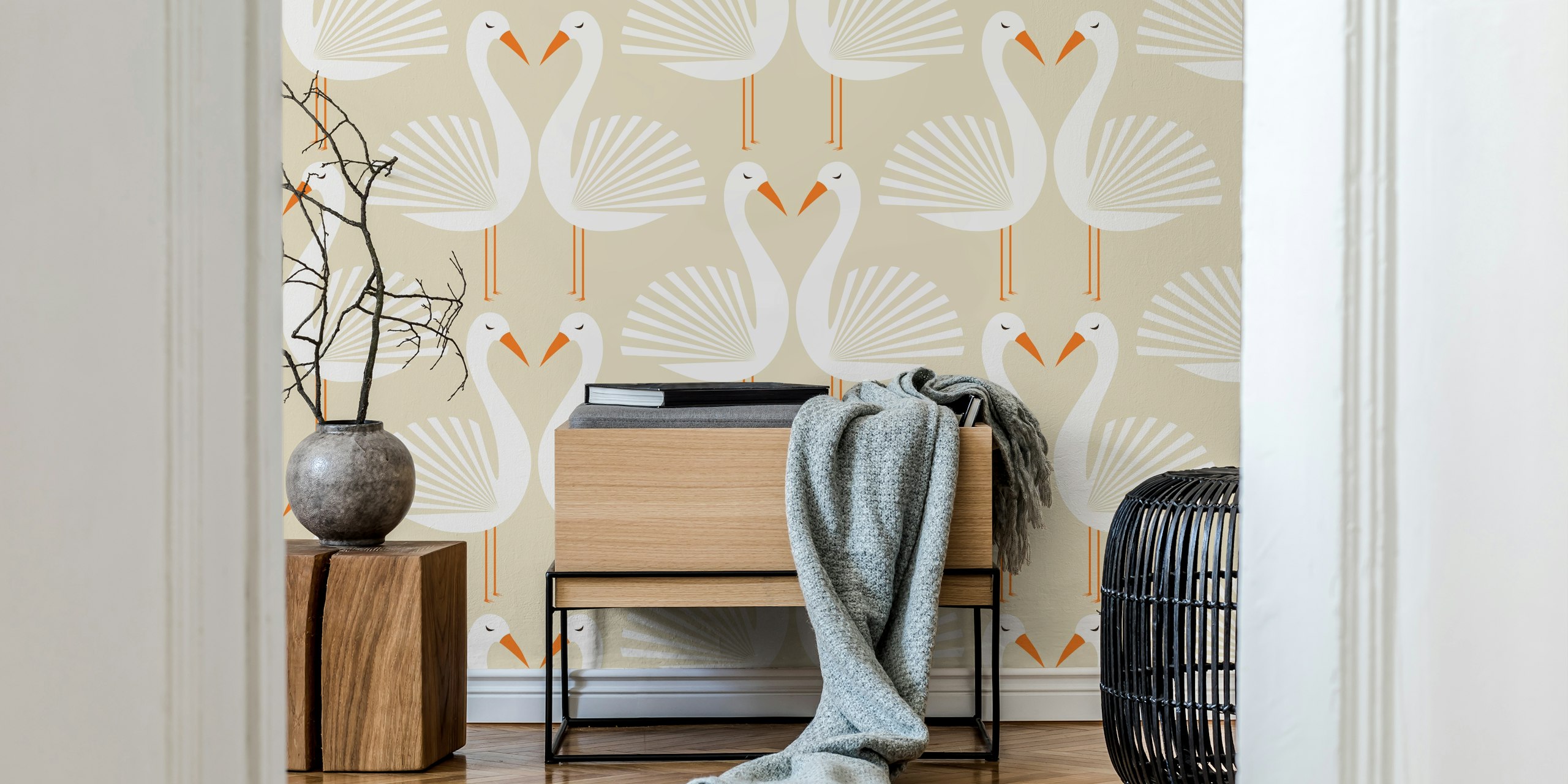 Romantic Love Birds wallpaper in a room