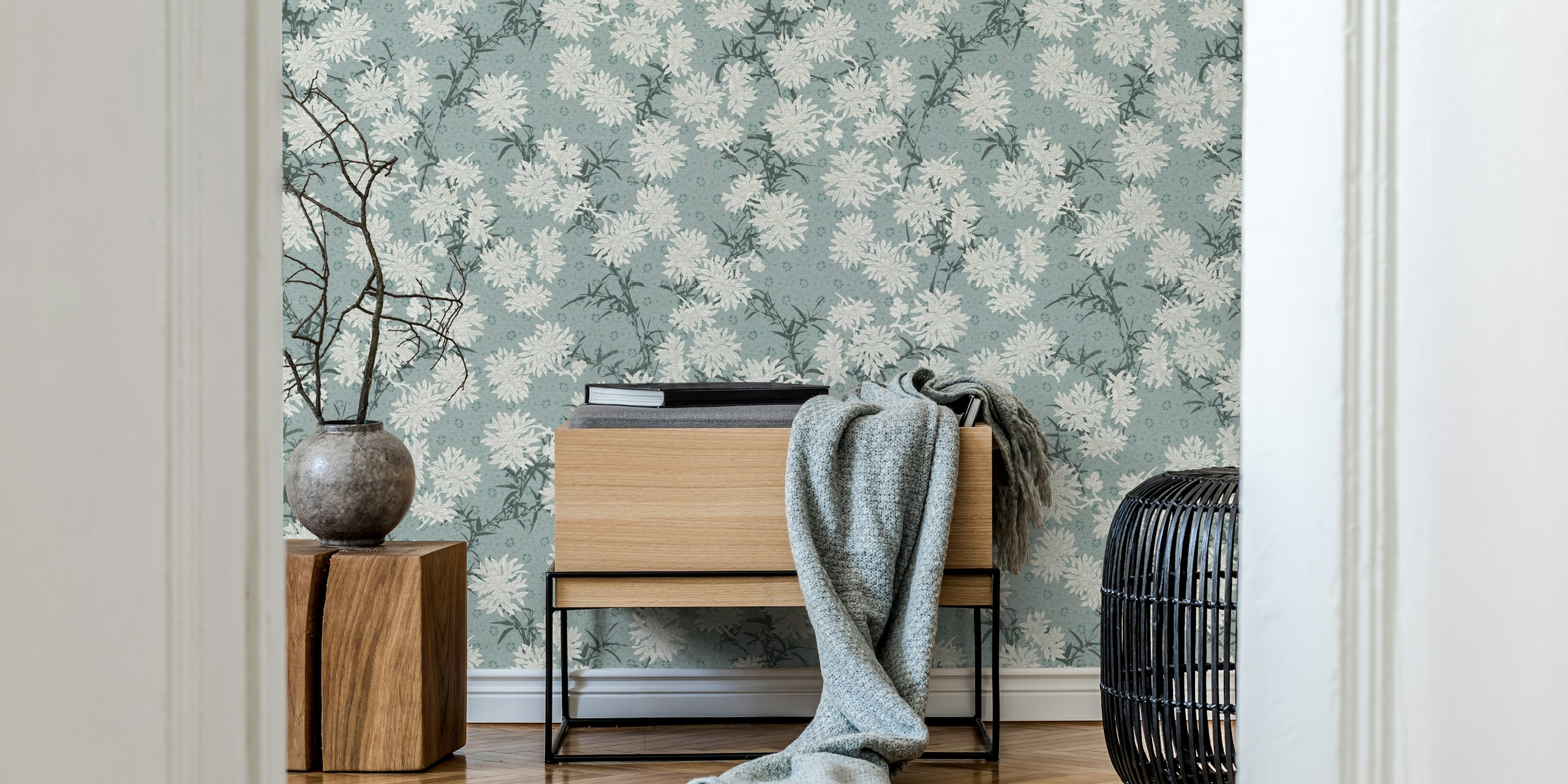 Japanese Floral Blossom wallpaper in a room