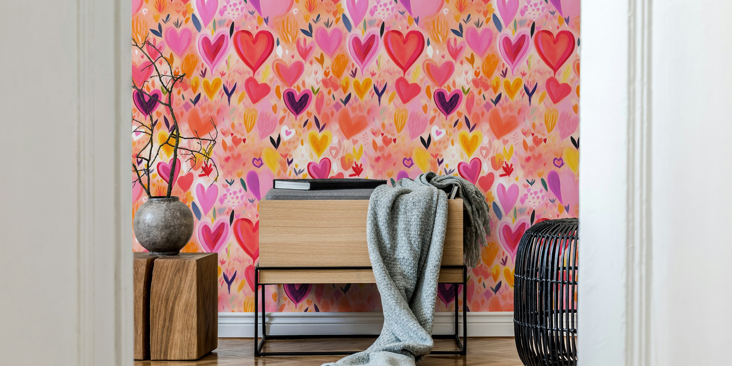 Painted Dreams Pink wallpaper in a room