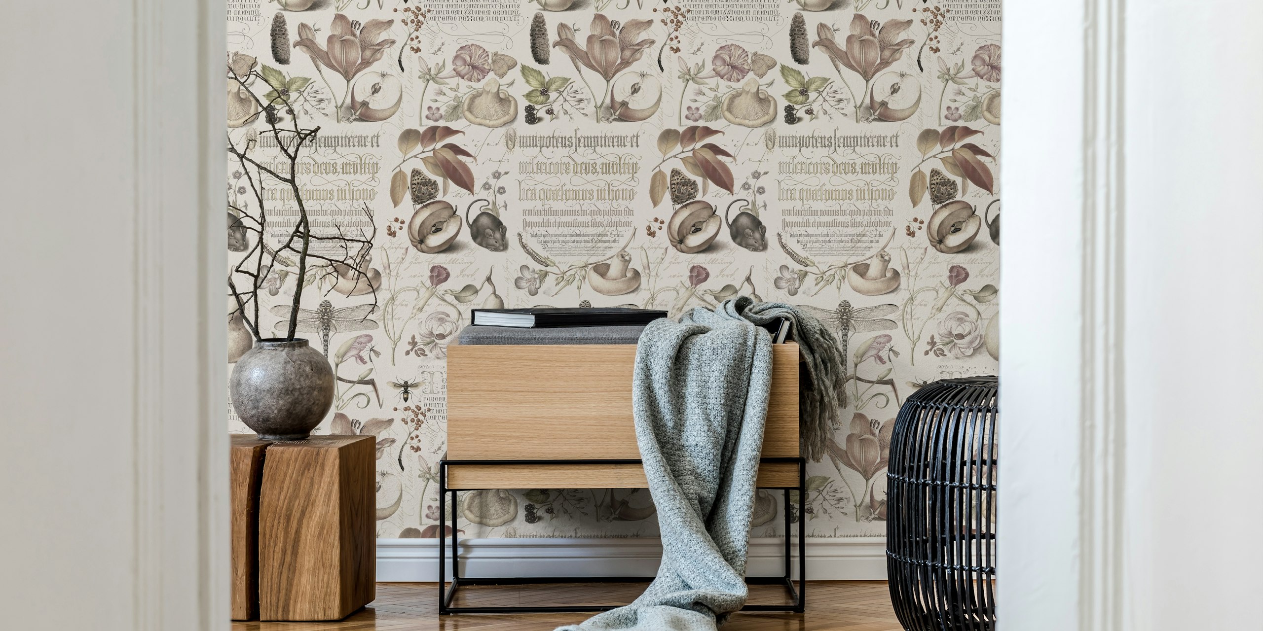 Papel pintado de tesoros botánicos en una habitación