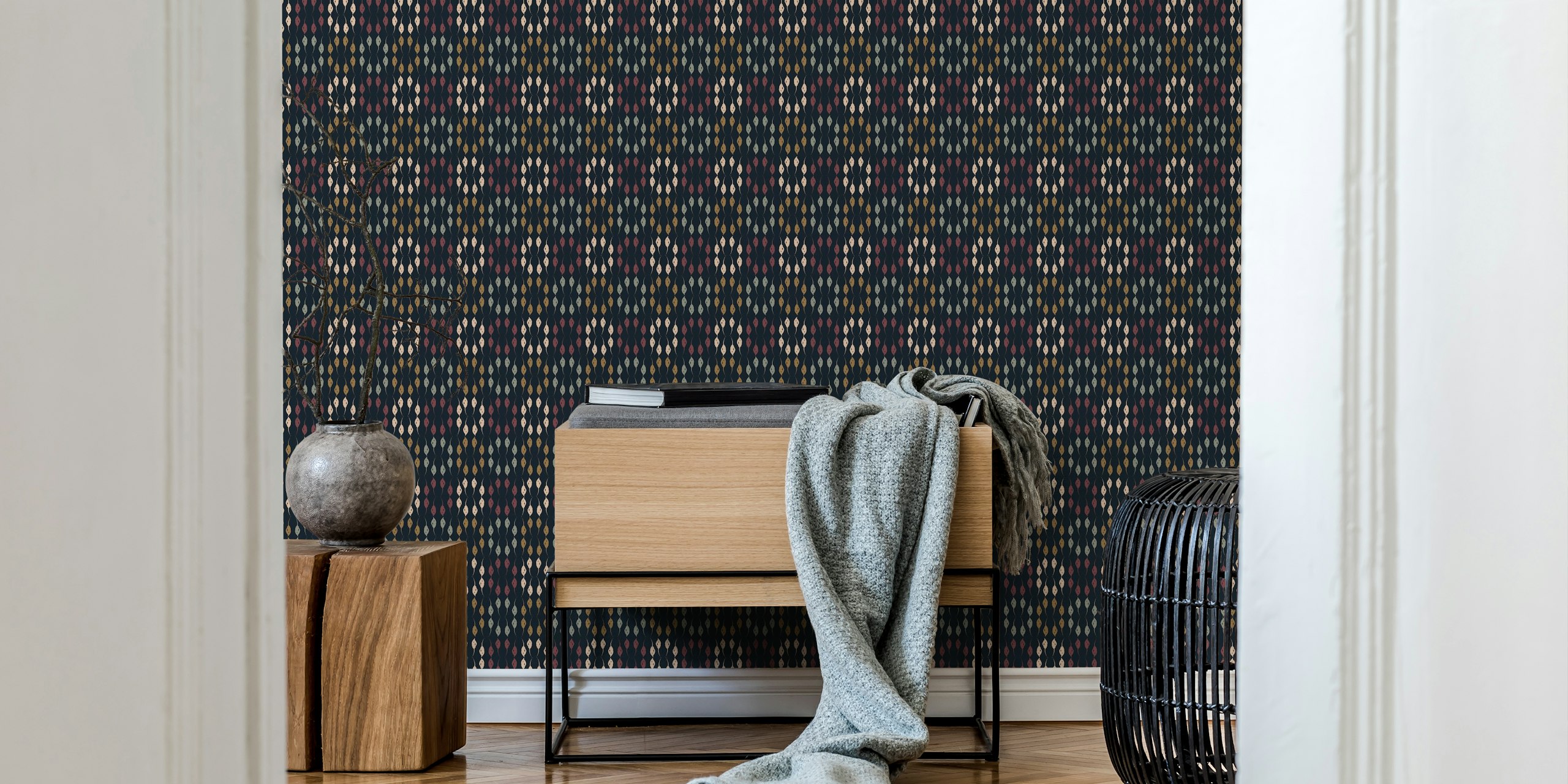 Vintage Geometric Flower Buds behangontwerp