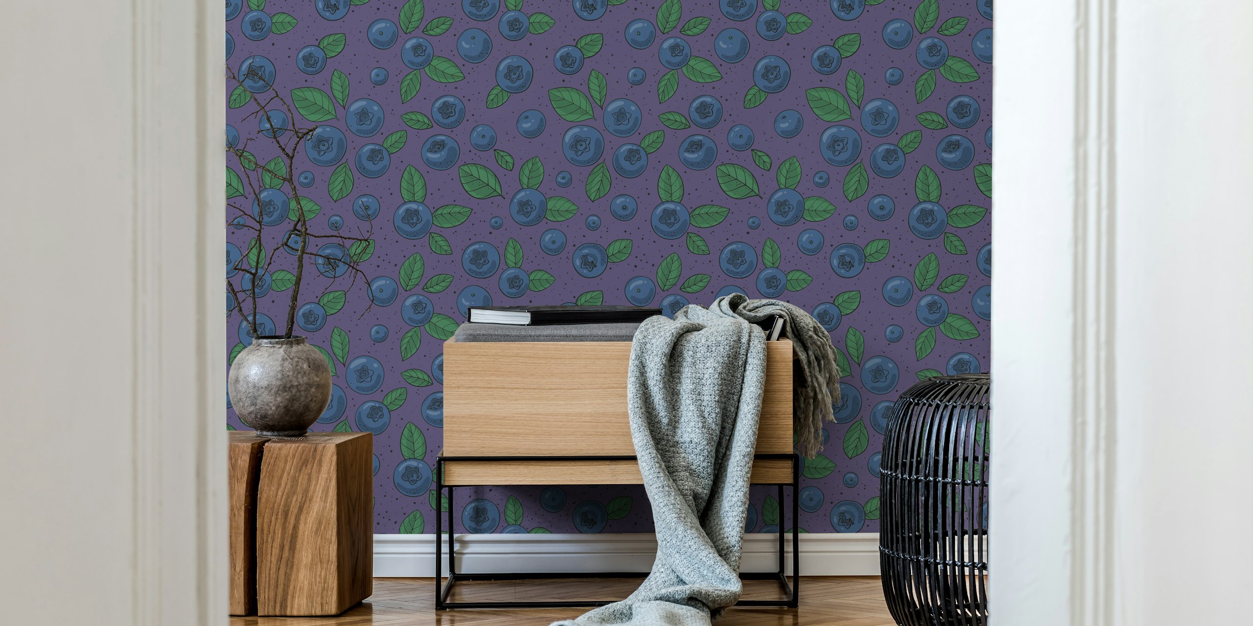 Blueberries tapeta na tamnoplavoj-magenta pozadini