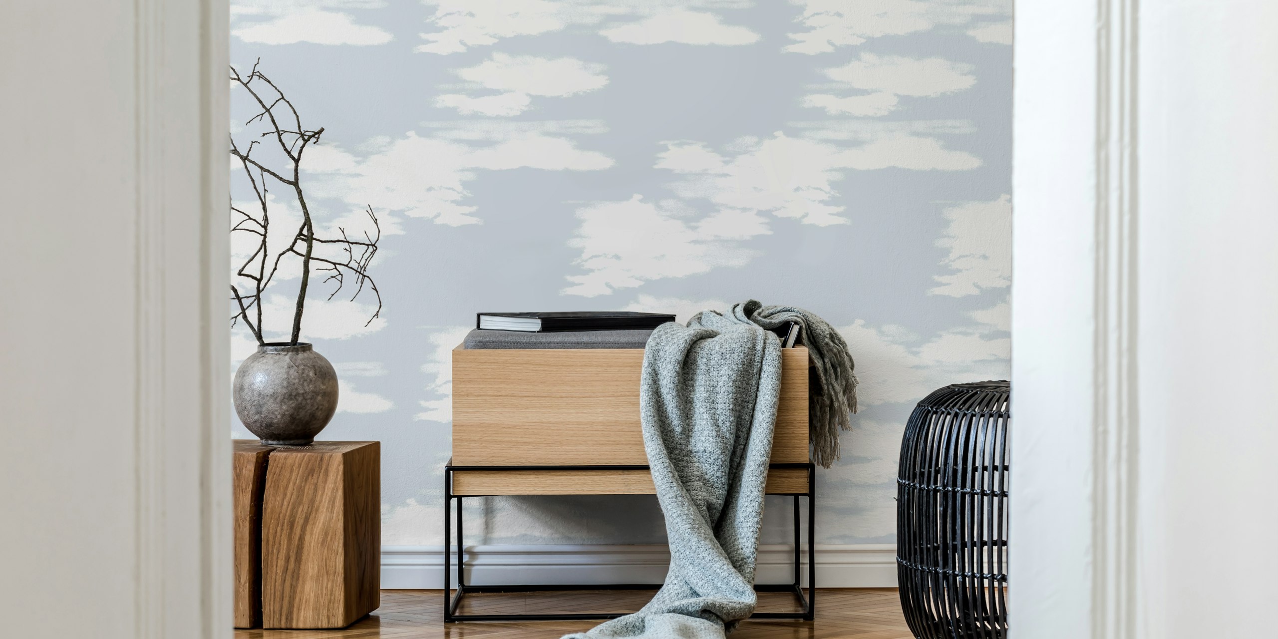Cloud pattern grey and white wallpaper
