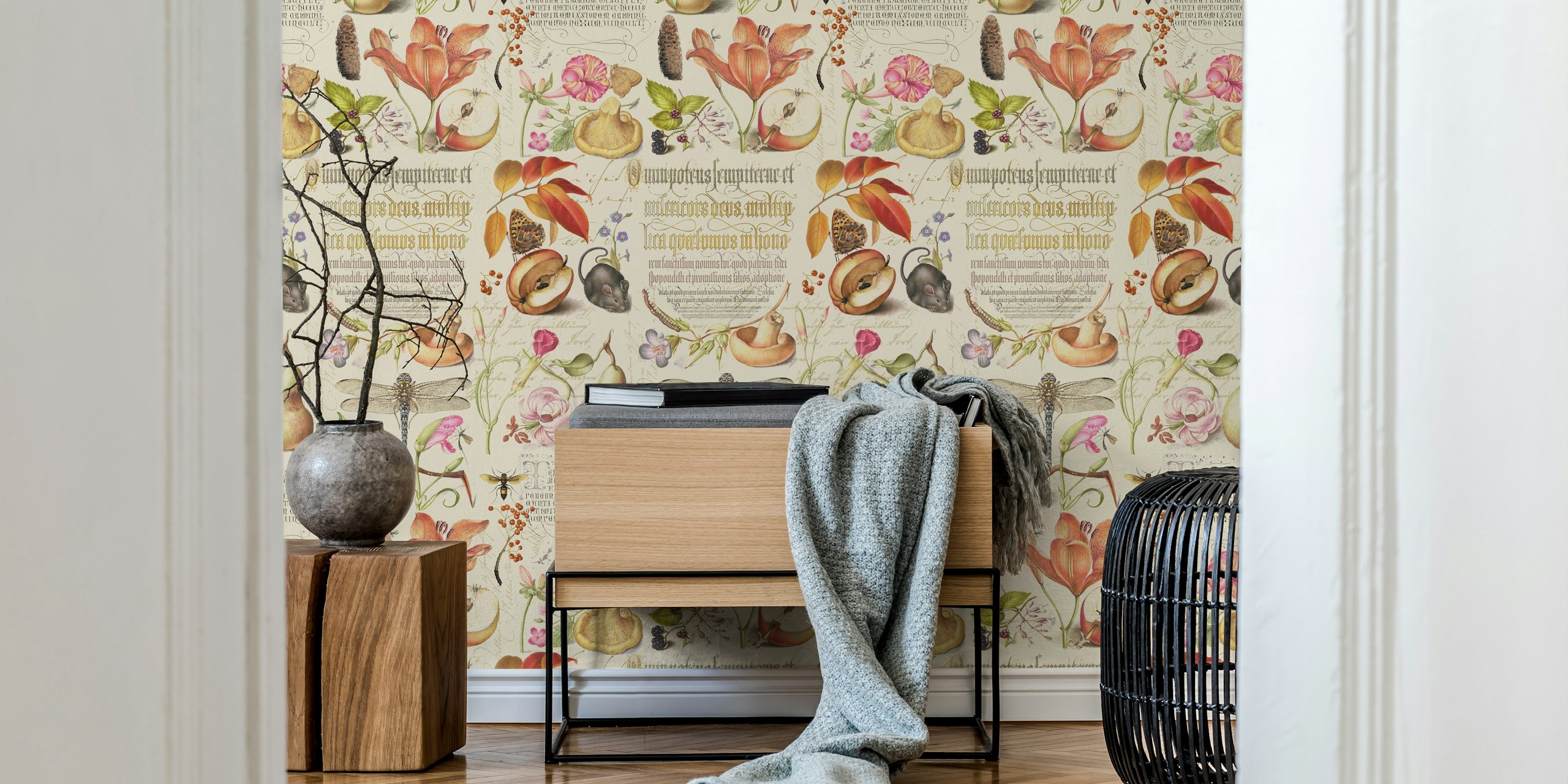 Papel pintado Botanical treasures con plantas y frutas