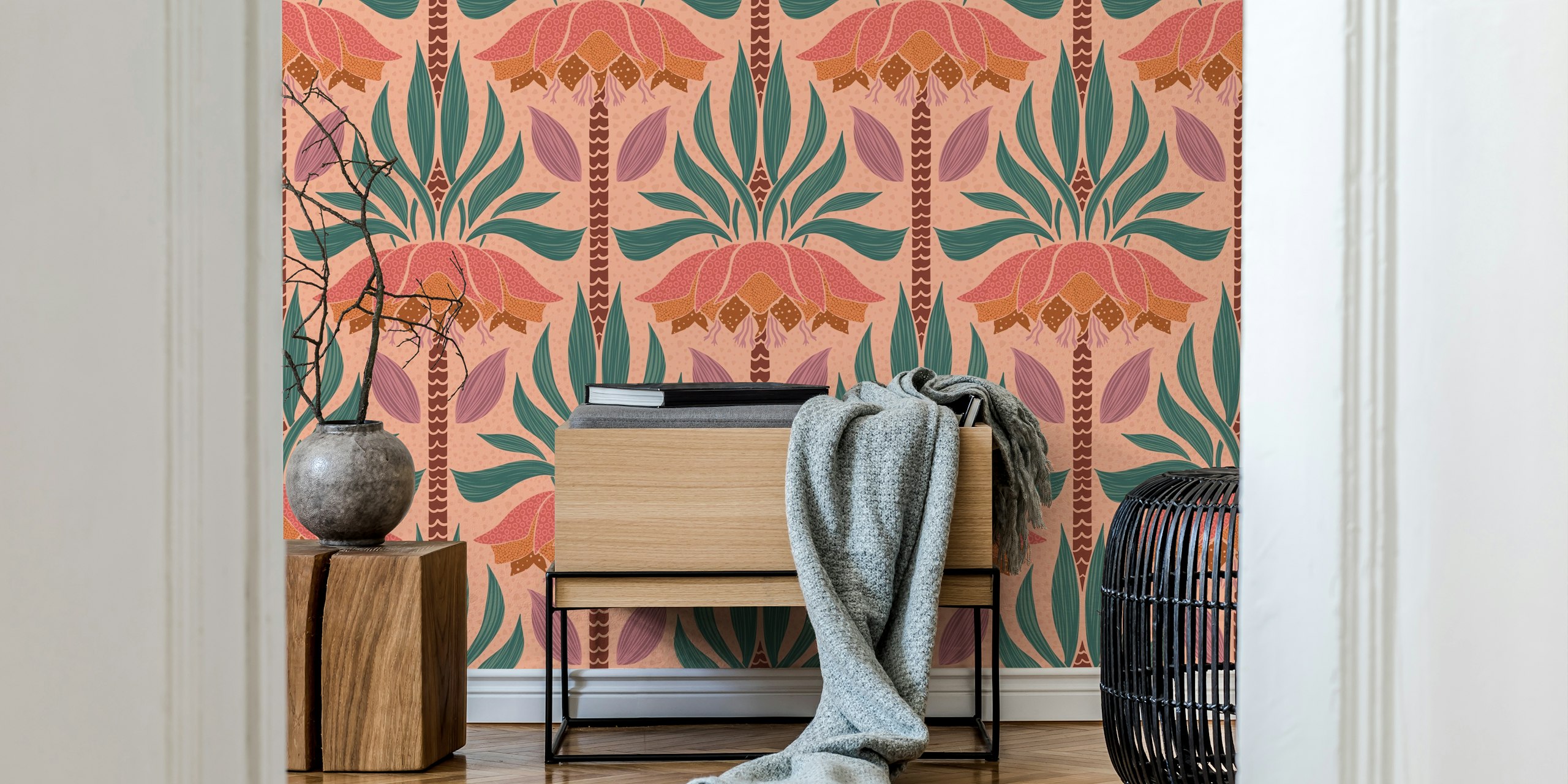 Vacation Vibes behang in een kamer