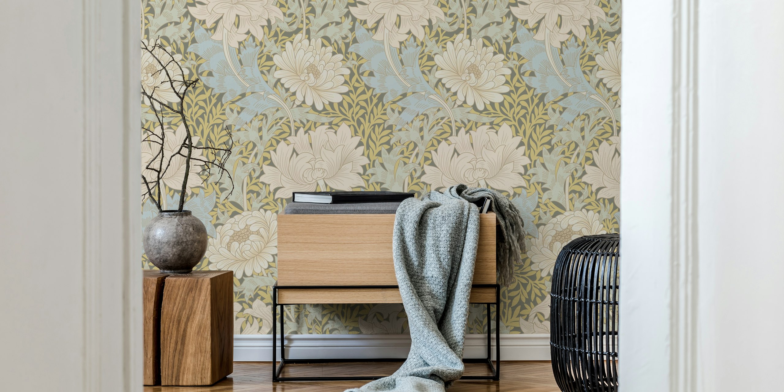 Victorian Chrysanthemum wallpaper in a room