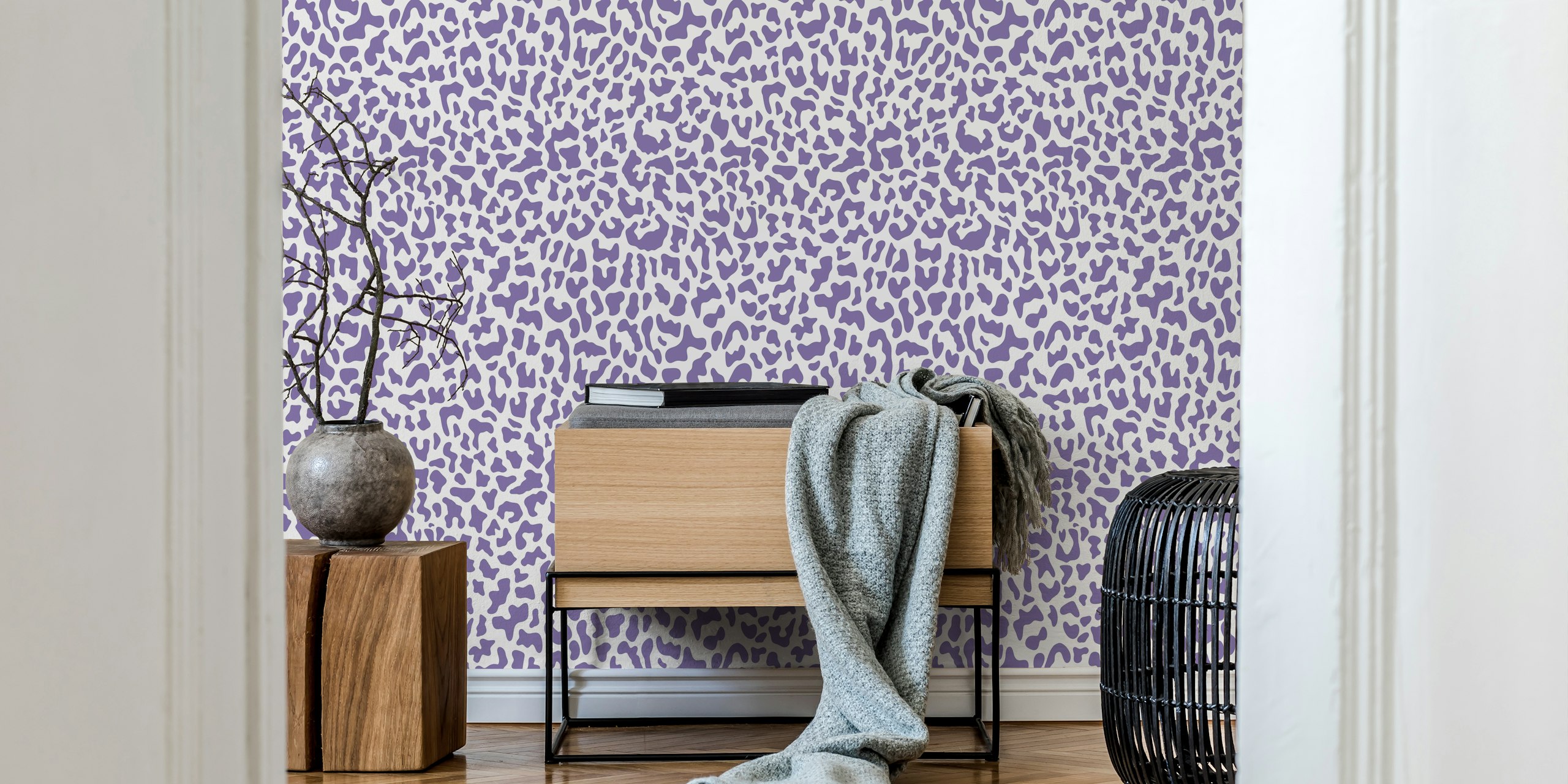 Animal print wallpaper in a stylish room