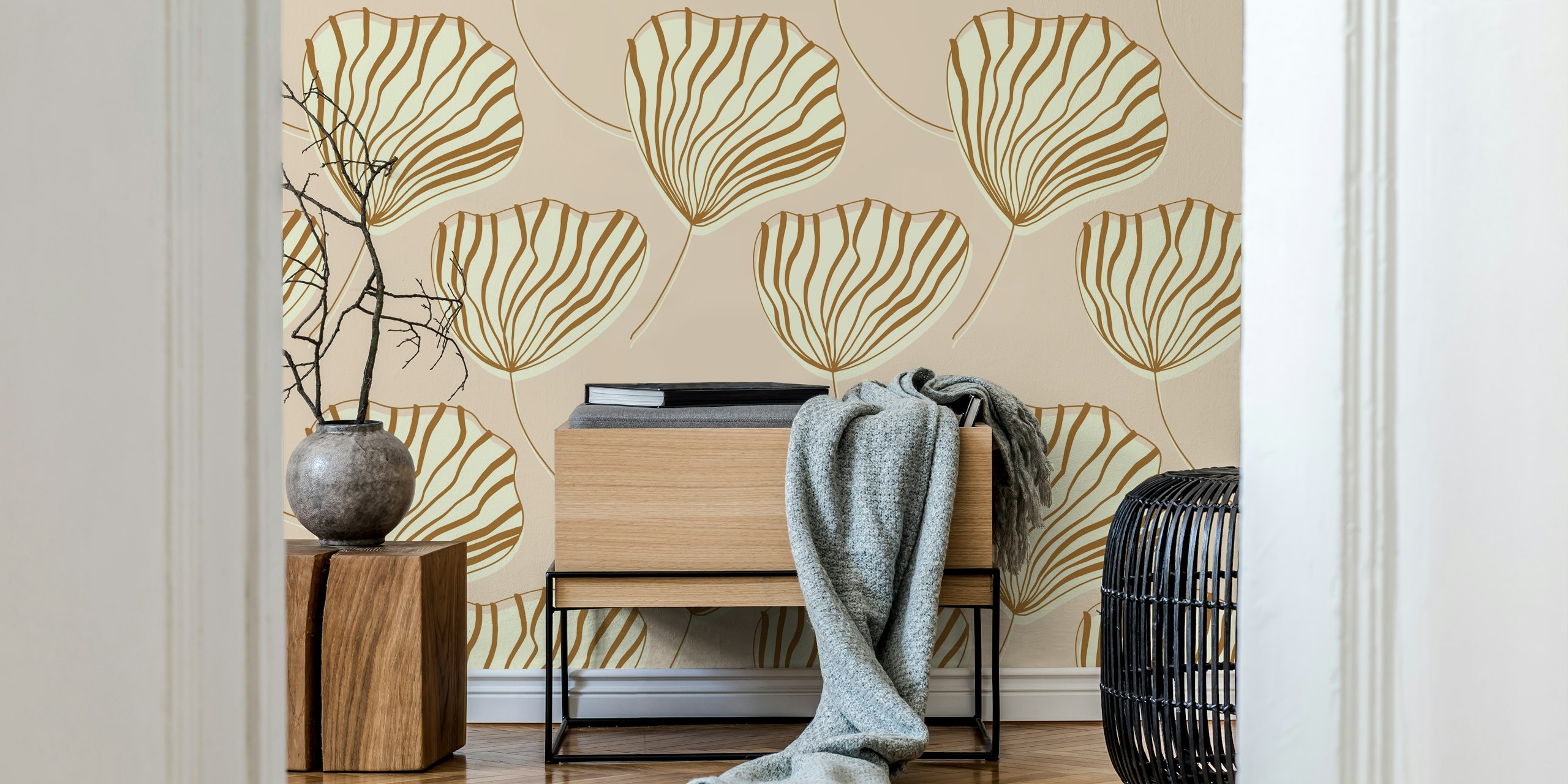 Seashell Flower tapetdesign i et rum