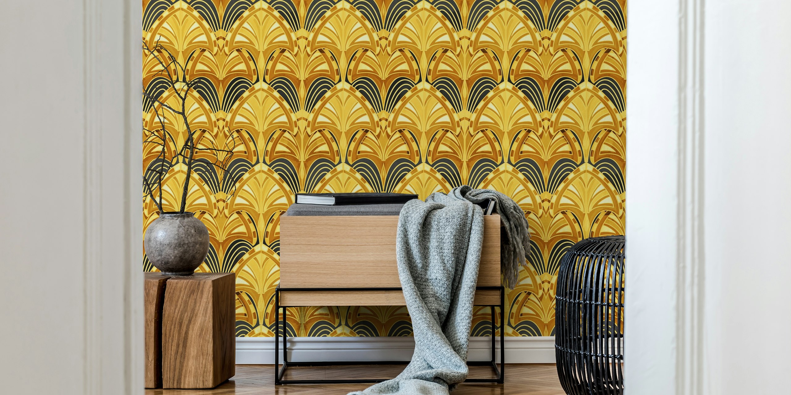 Projekt tapety Art deco w pokoju