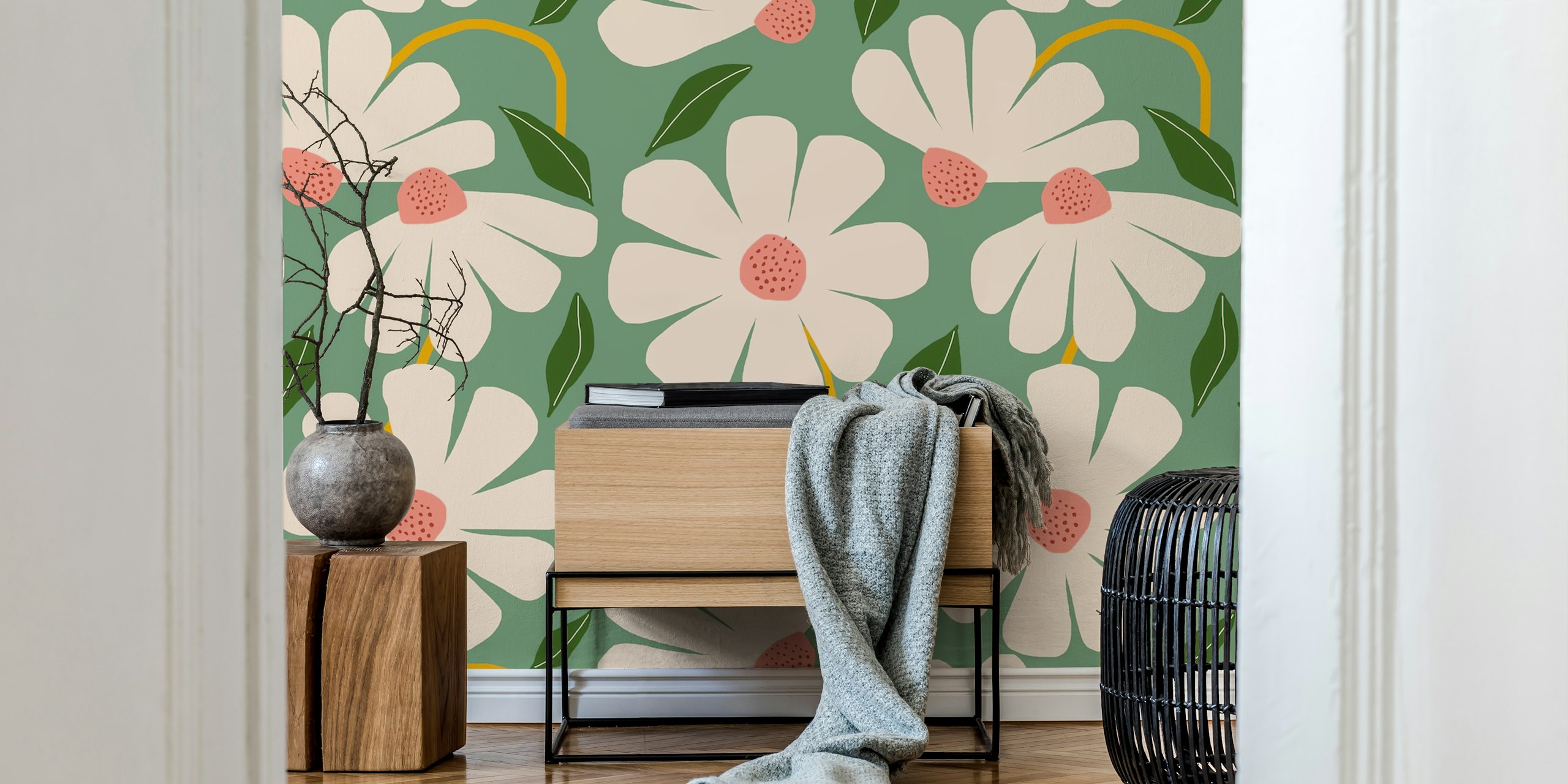 Wild Daisies pattern tapet i et rom