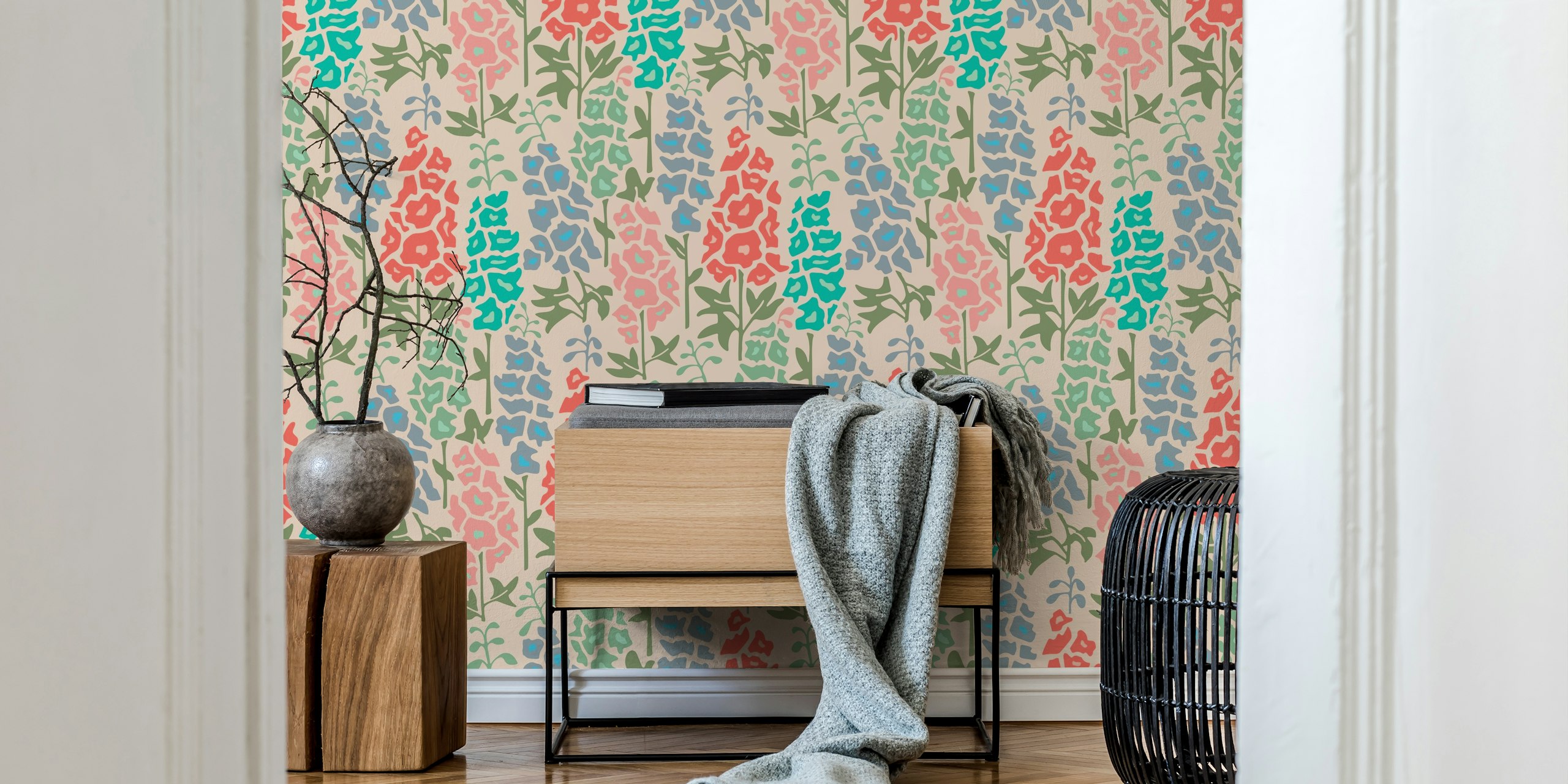 Colorful Gladiolus Garden wallpaper in a room