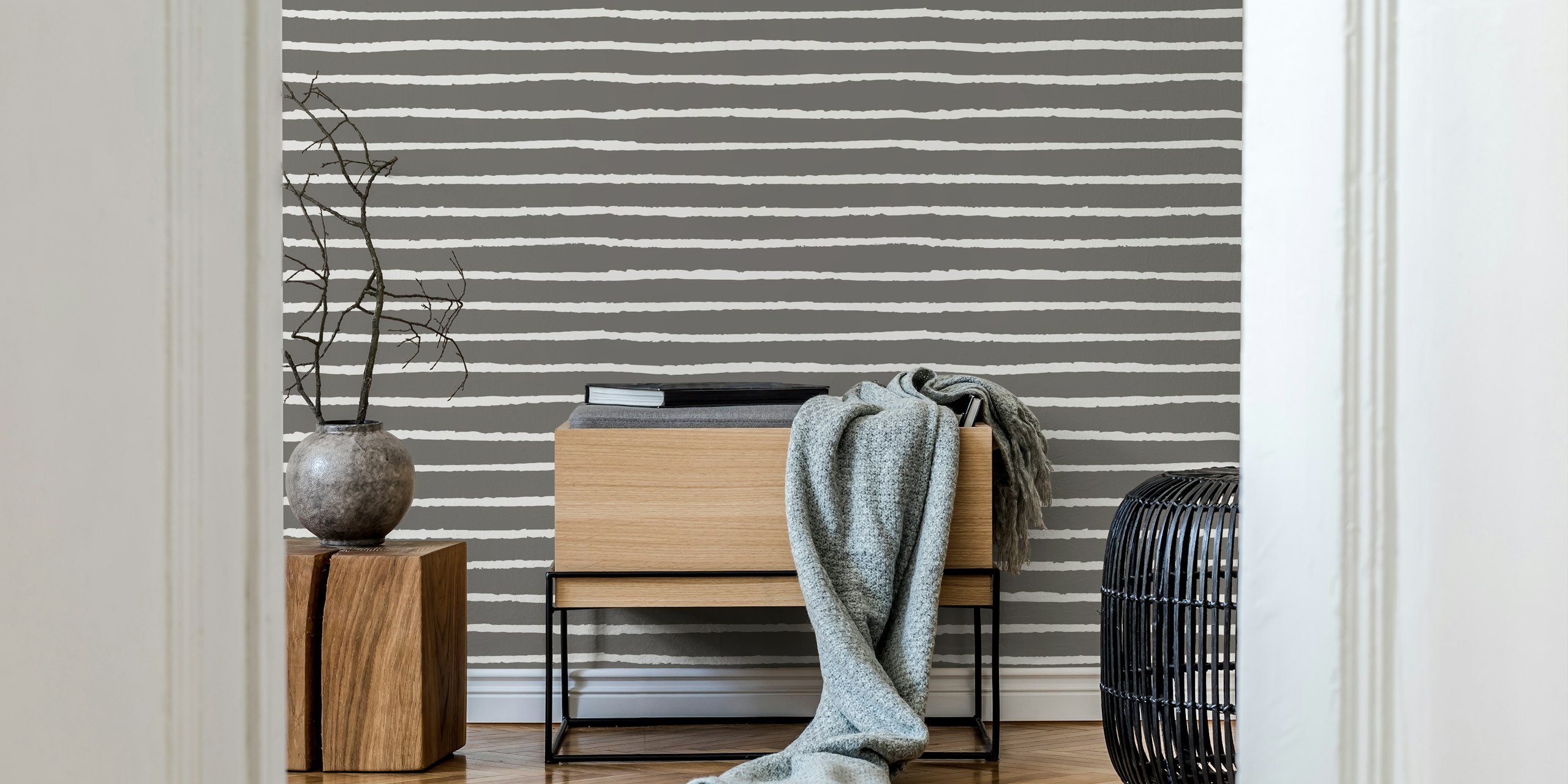 Gray and white striped abstract wallpaper design