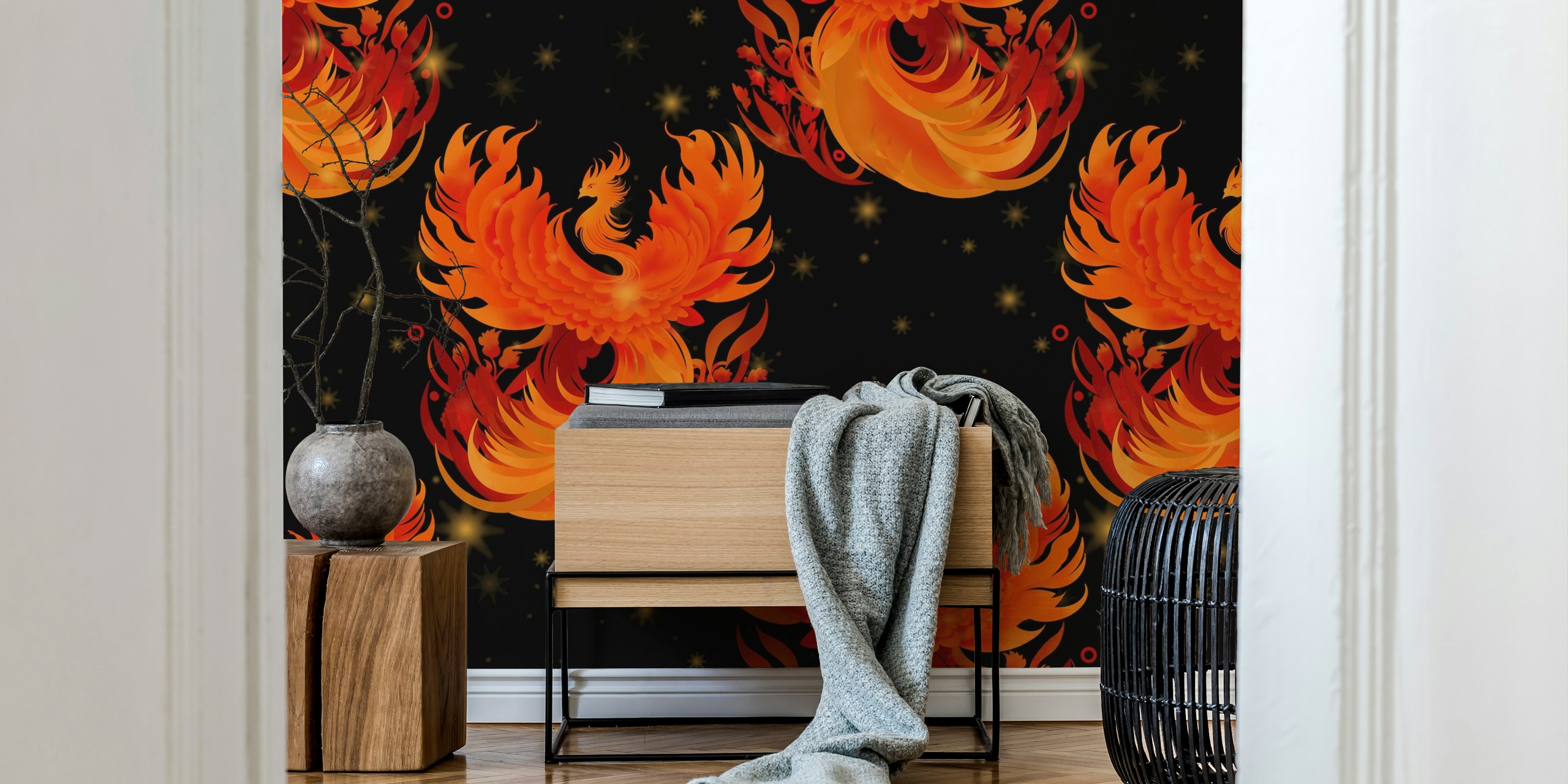 Phoenix Rising wallpaper in a room setting