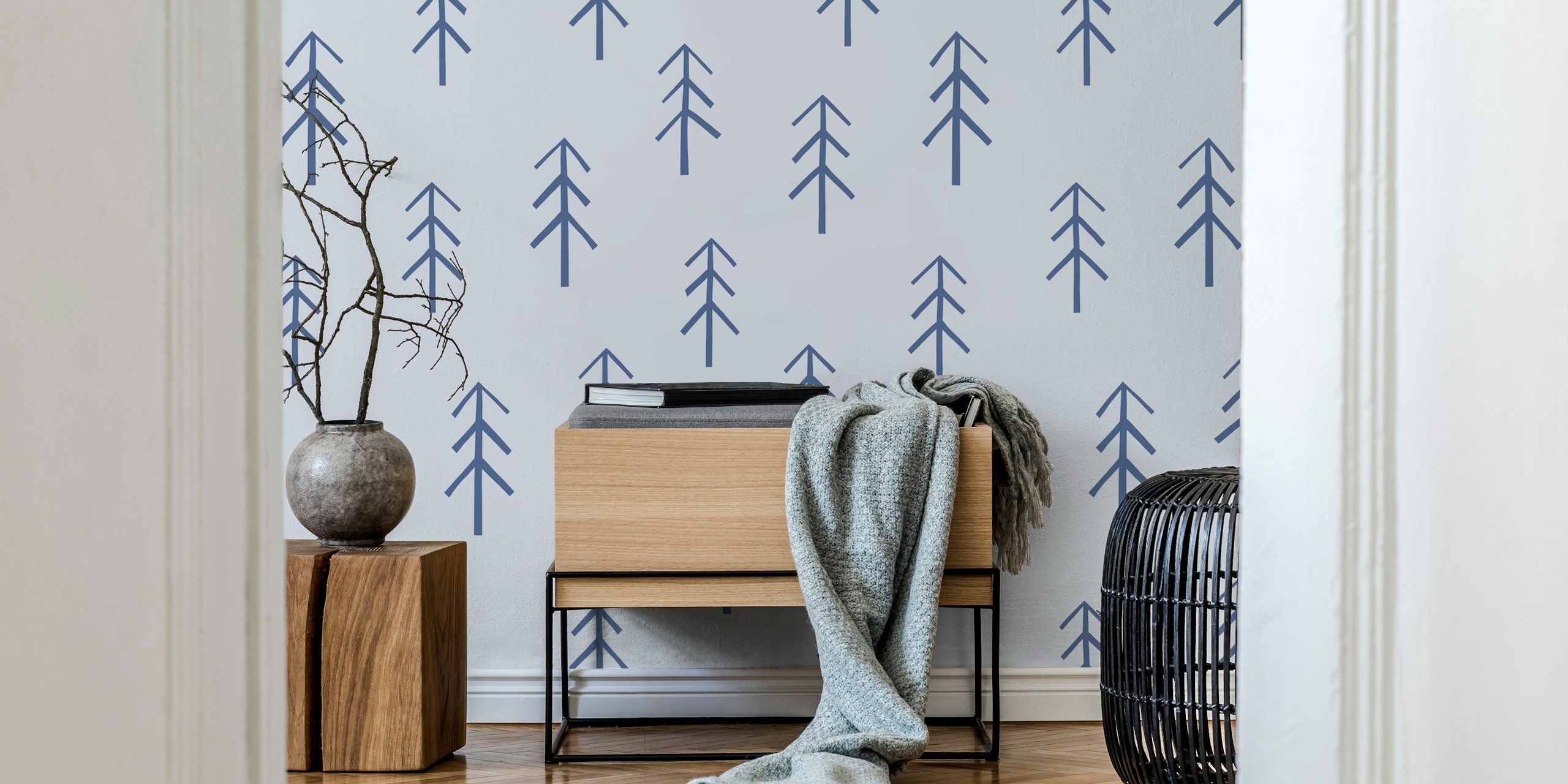 Forest moody blue wallpaper design