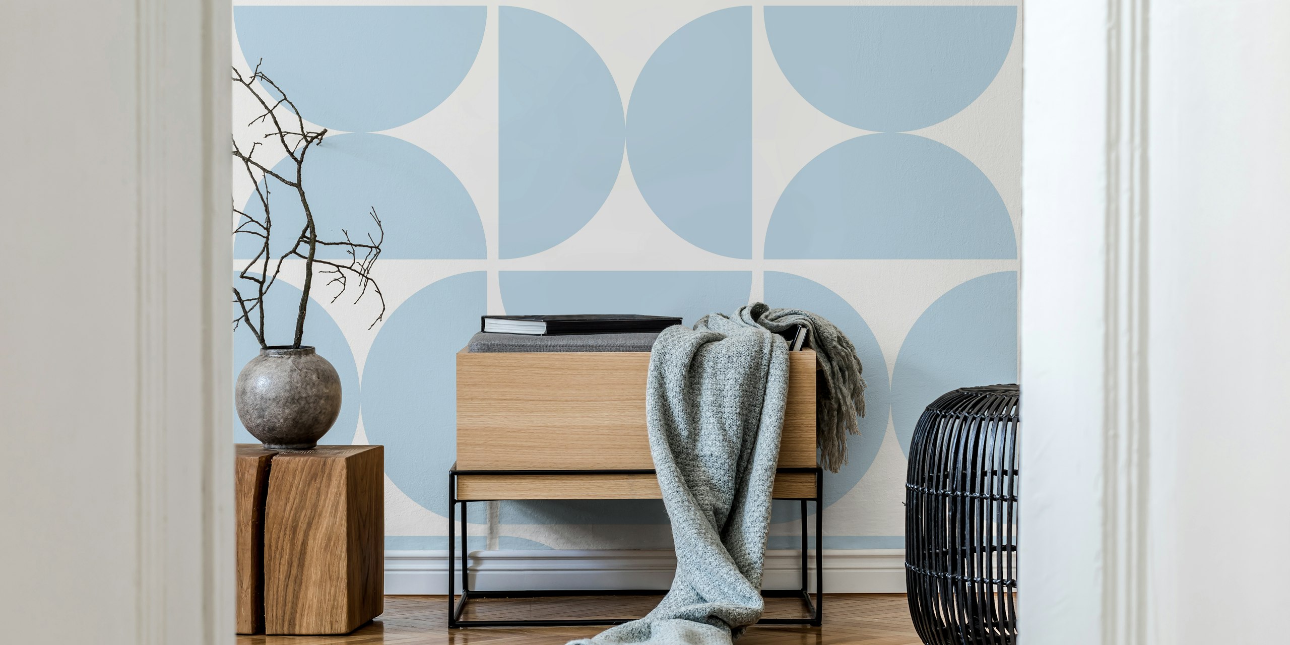 Semicircles - Air Blue and White tapeta u sobi