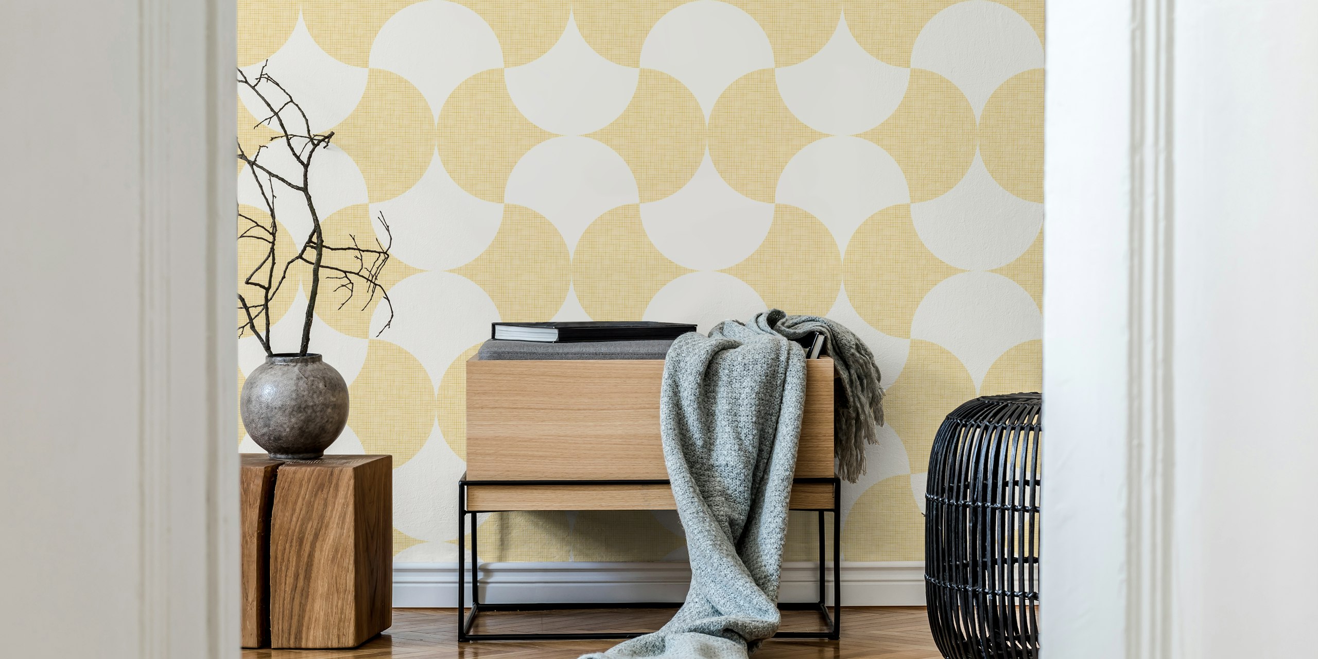 Mid century minimalism linen texture papel pintado