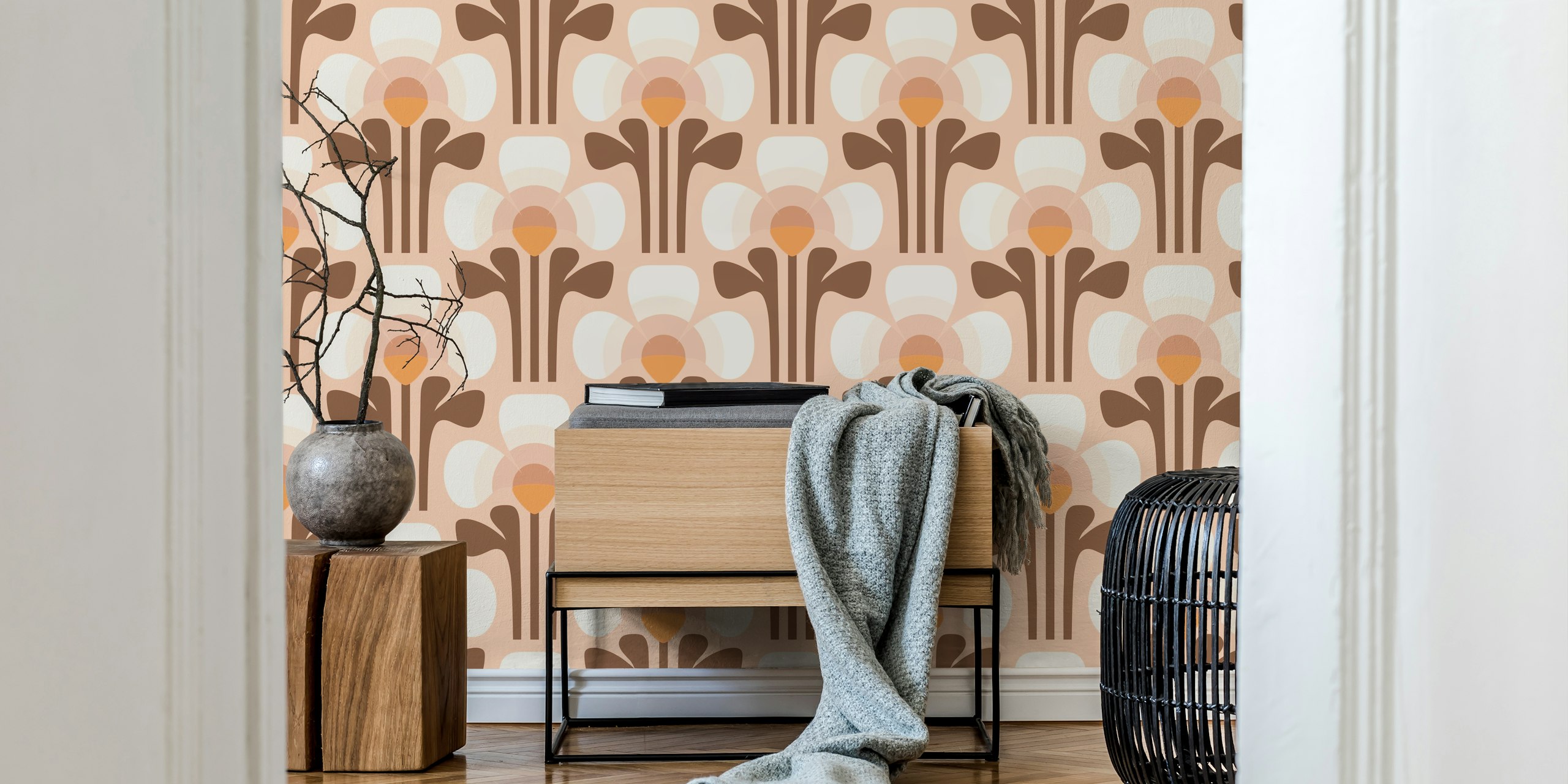 Retro clovers tapet i en rumsmiljö