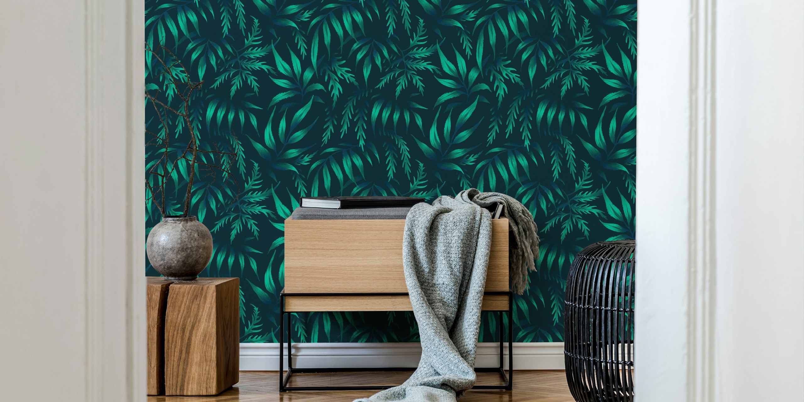 Fern Leaf Aralia behang in een kamer