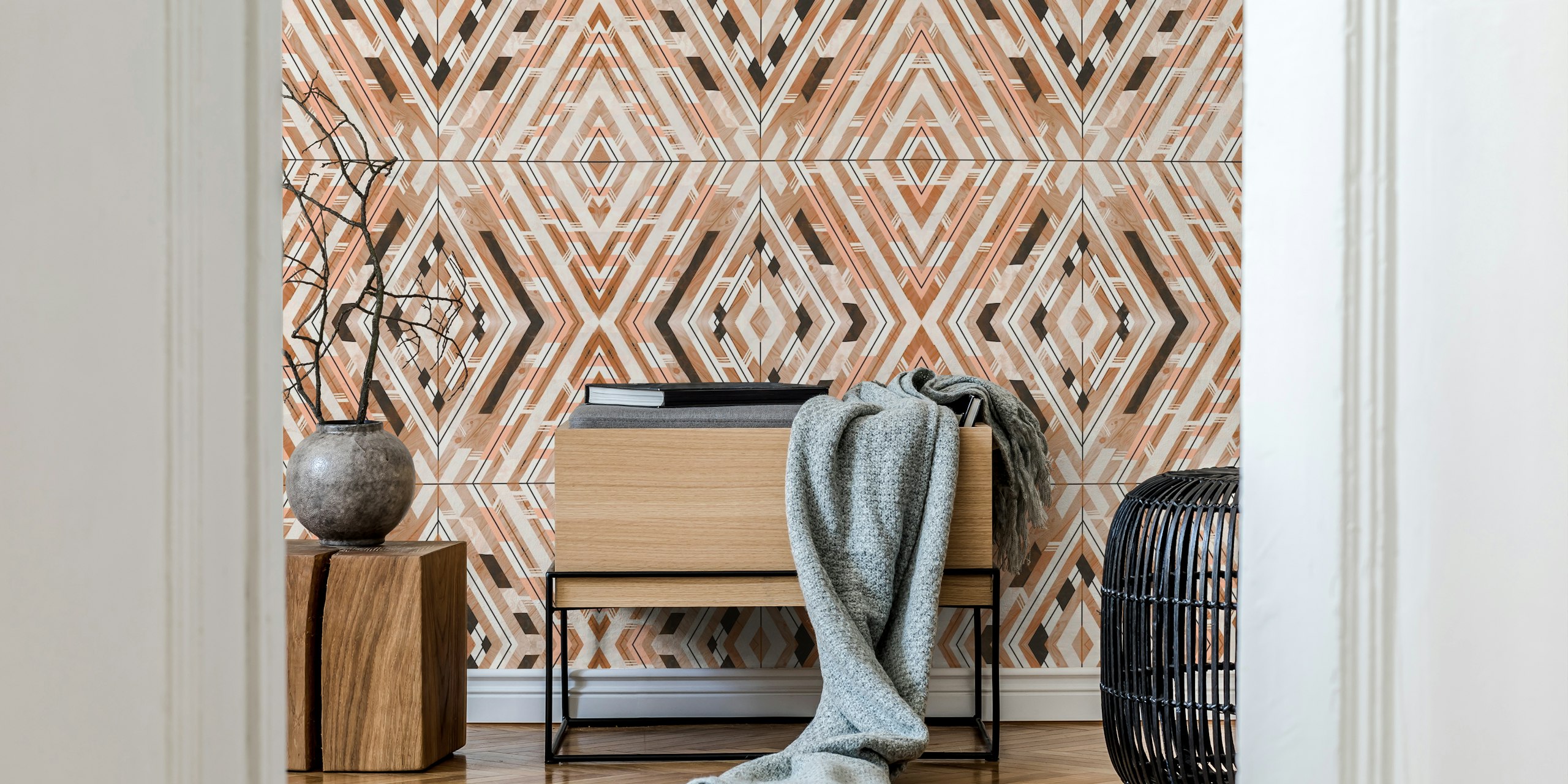 Ταπετσαρία Linear Southwestern Boho Σε Ένα Δωμάτιο