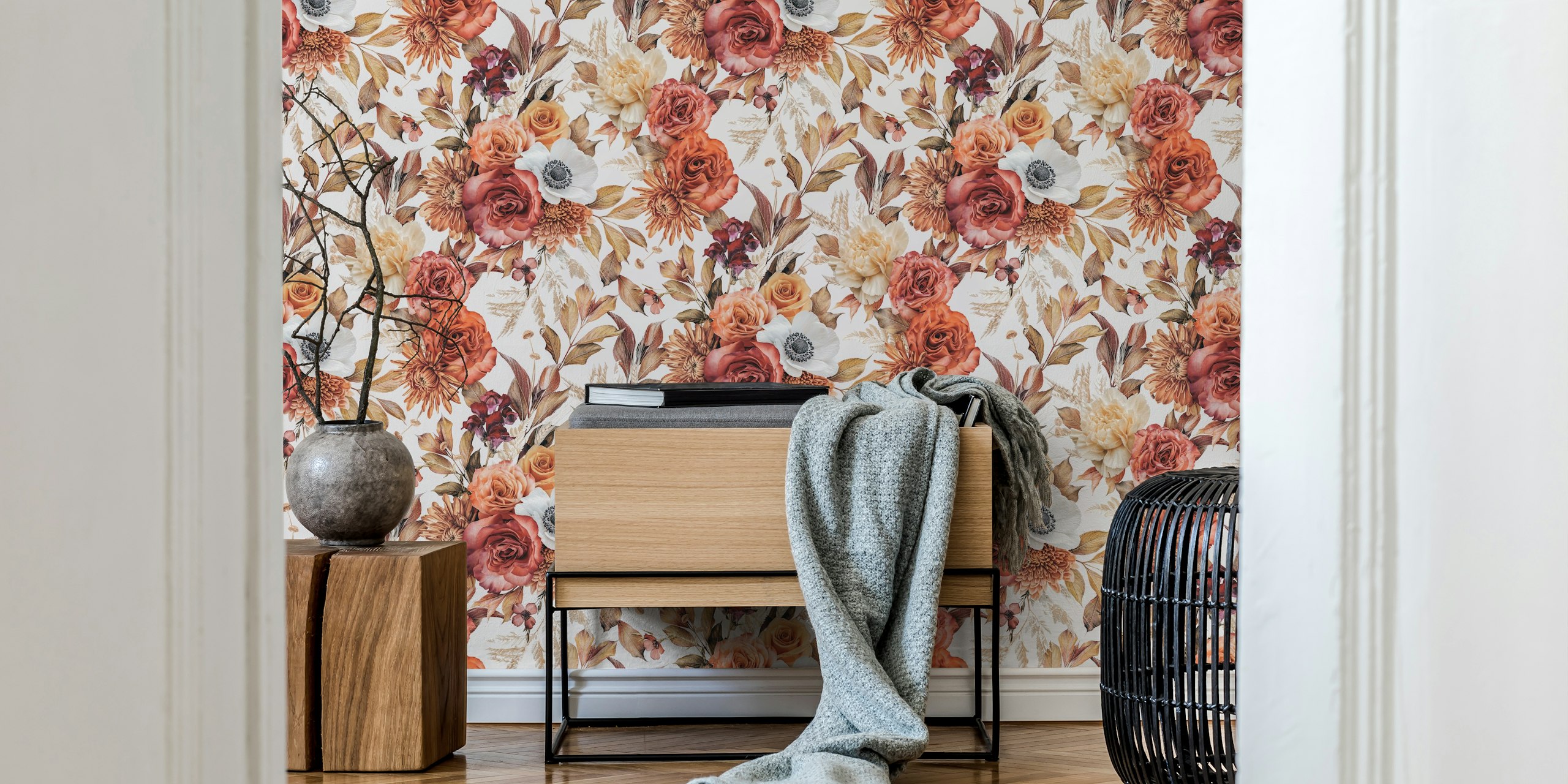 Bloemenbehangontwerp met Sunkissed Petals