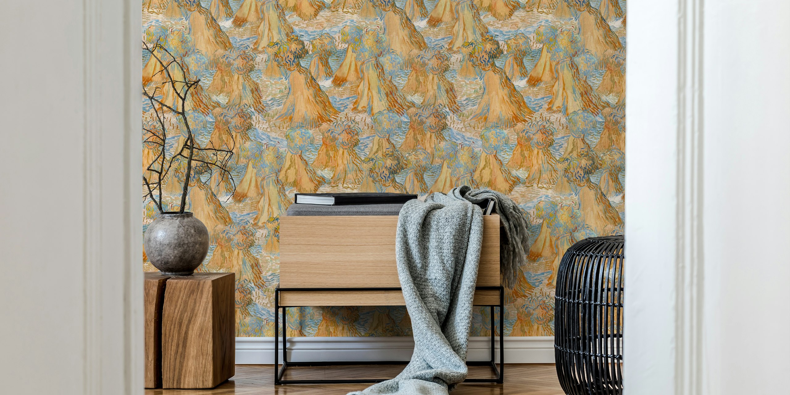 Vincent van Gogh's Sheaves of Wheat wallpaper design