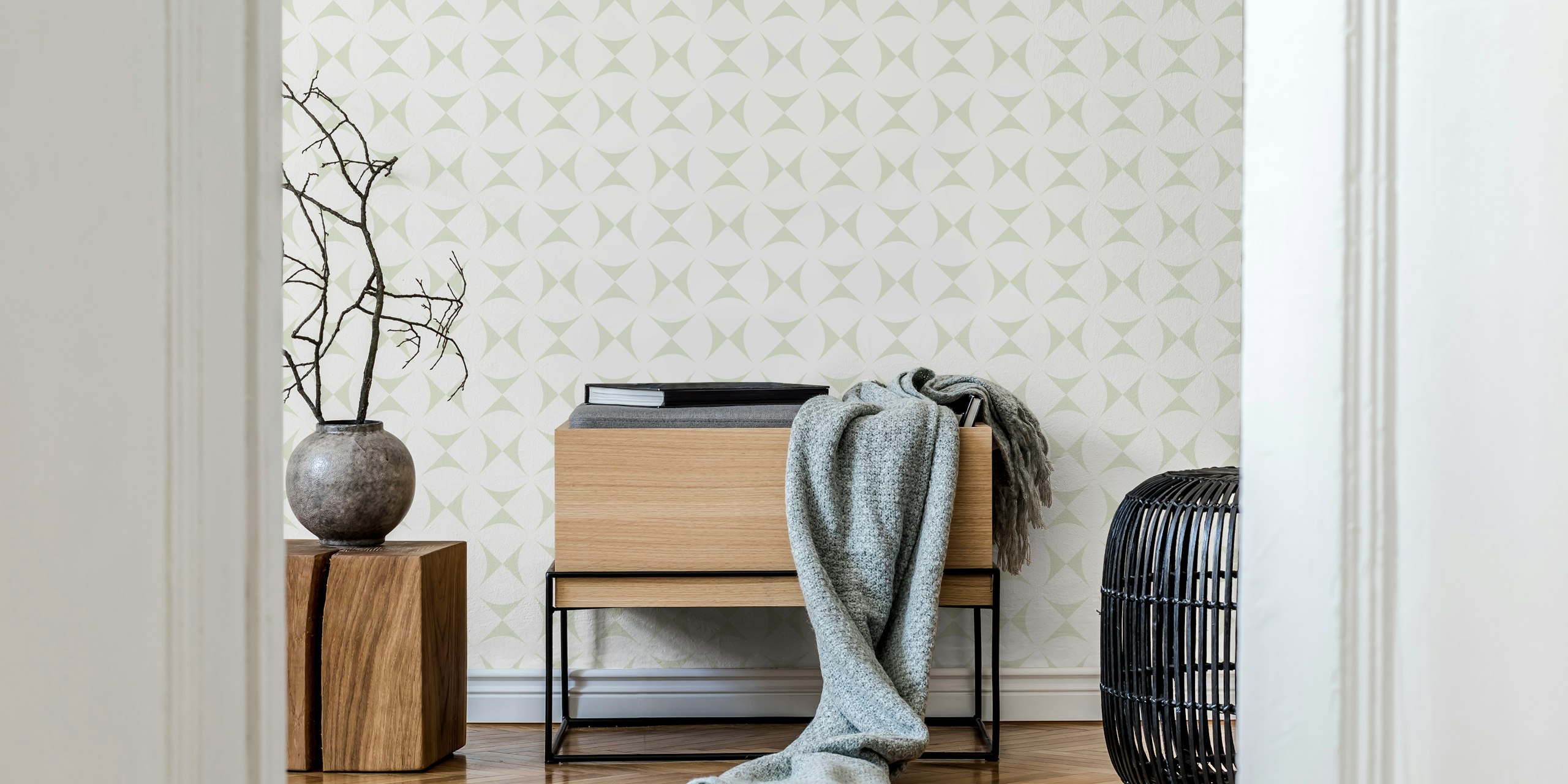 Abstract green geometric pattern wall mural