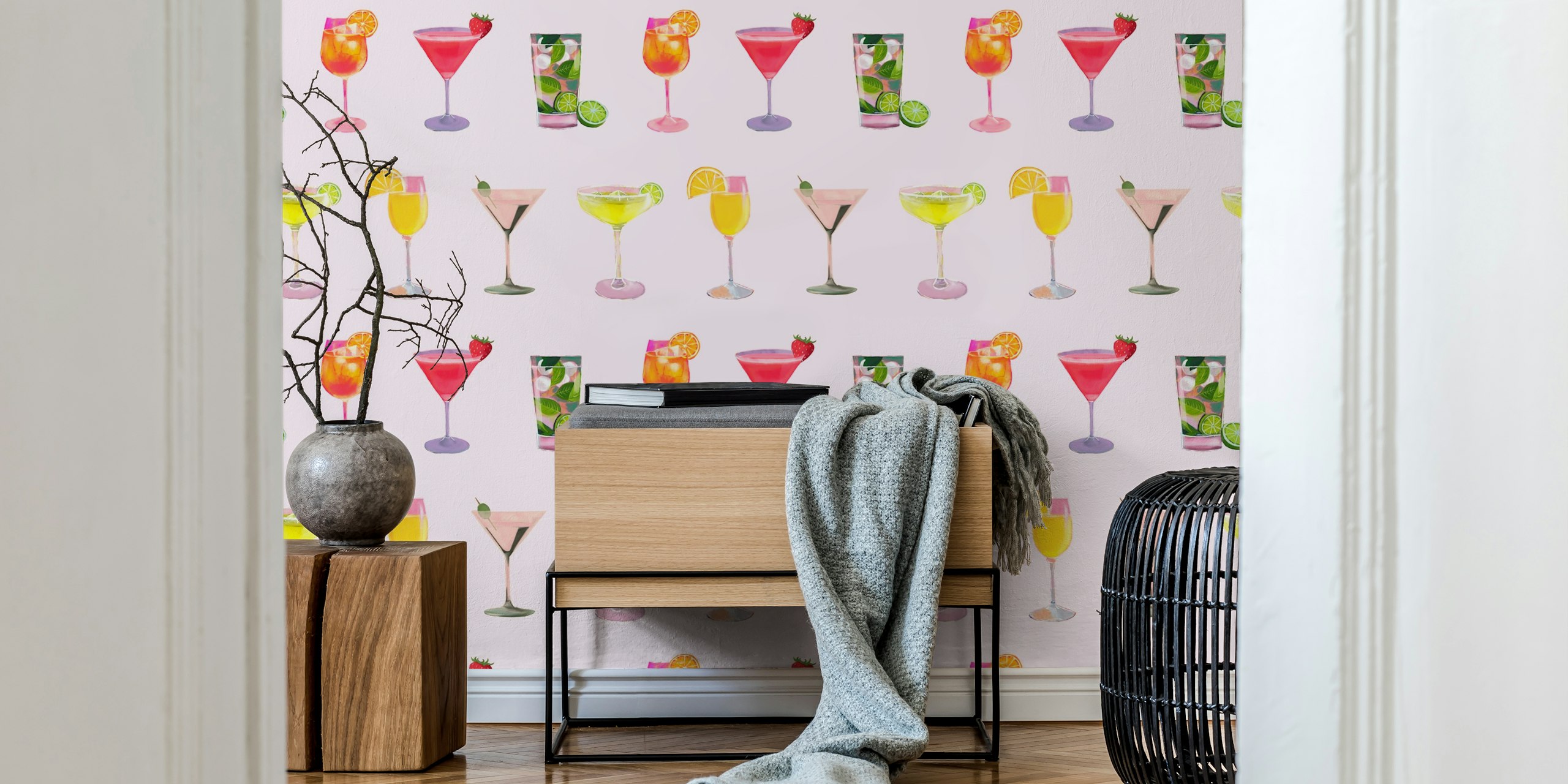 Fond d'écran Cocktail Theme dans un cadre de pièce