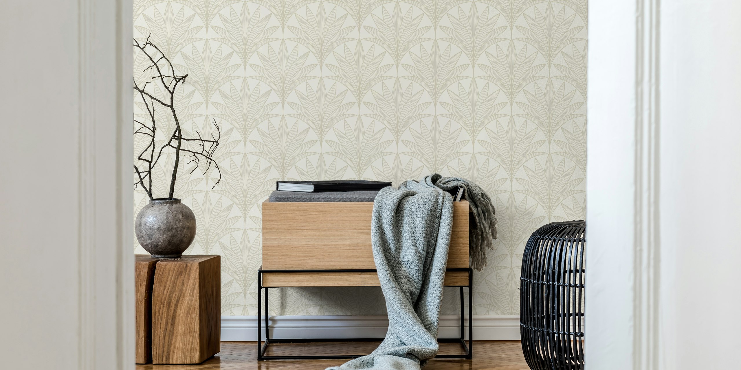 Art Deco Palm Leaf wallpaper in a room