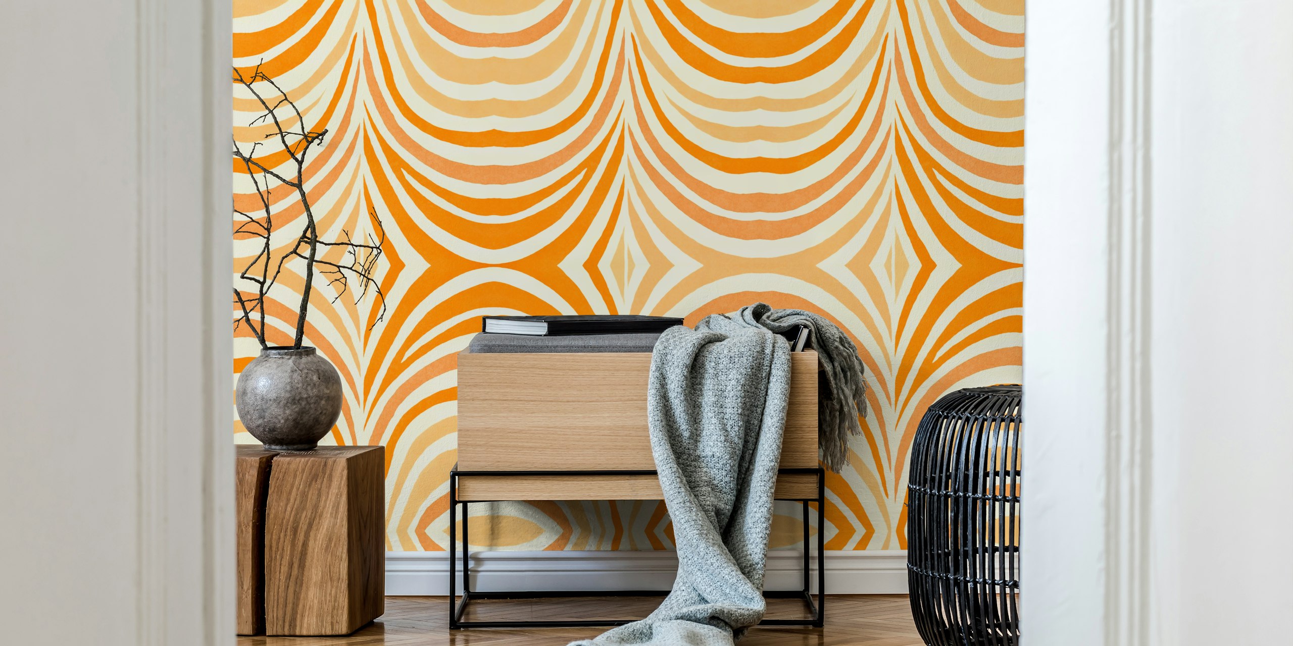 Ταπετσαρία Boho Retro Pattern Warm Tangerine
