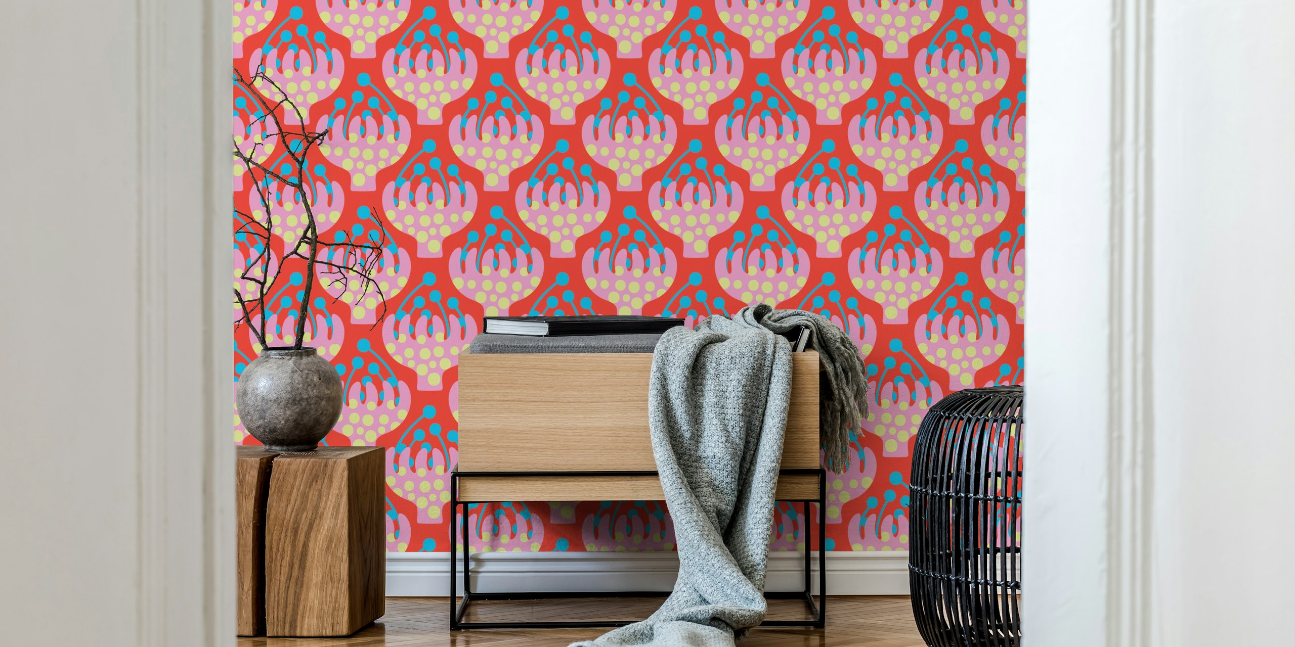 Floral Wallpaper In Pink And Coral Pattern