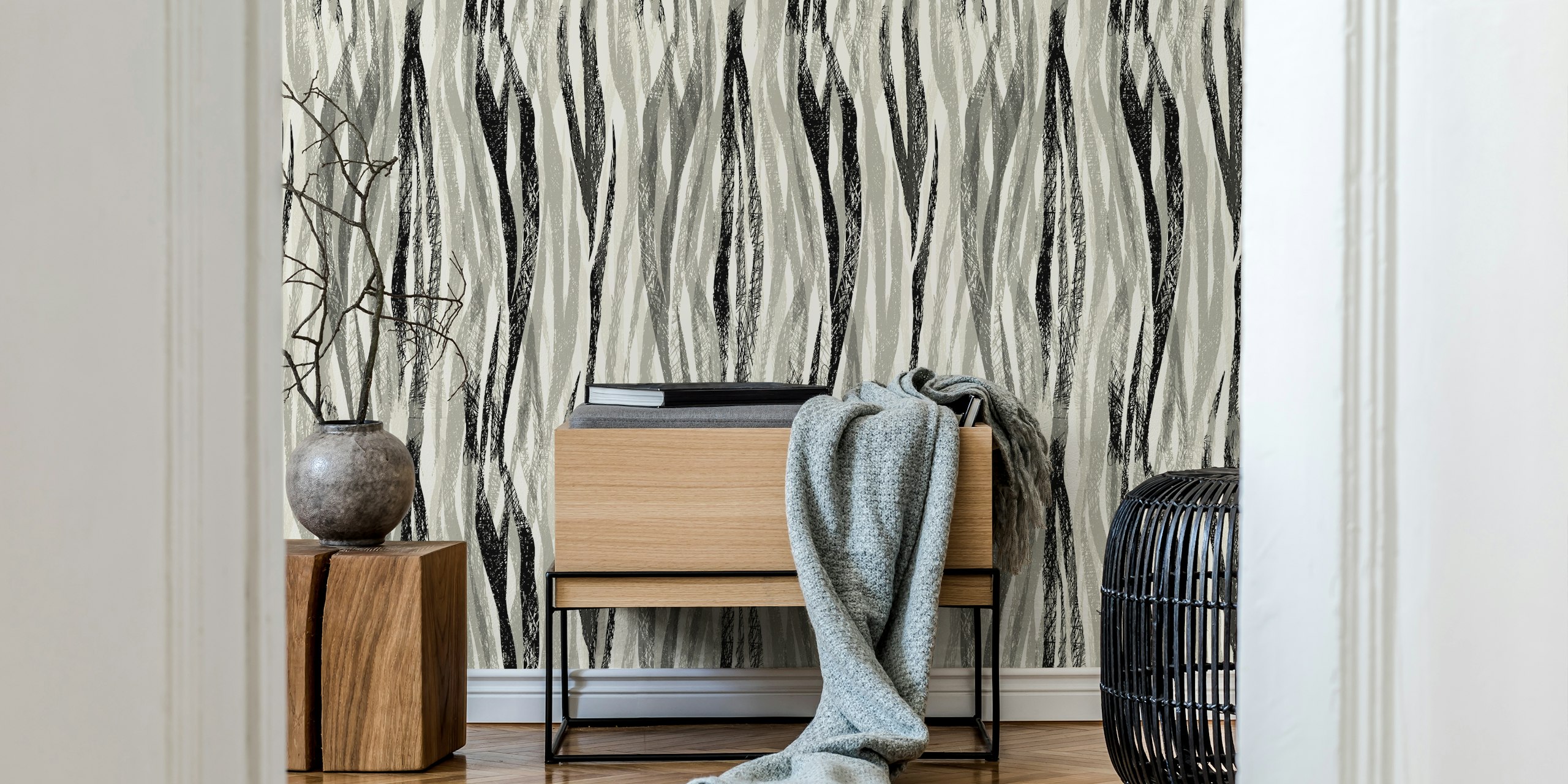 Zwart-witte Wildlife Safari animal print behang