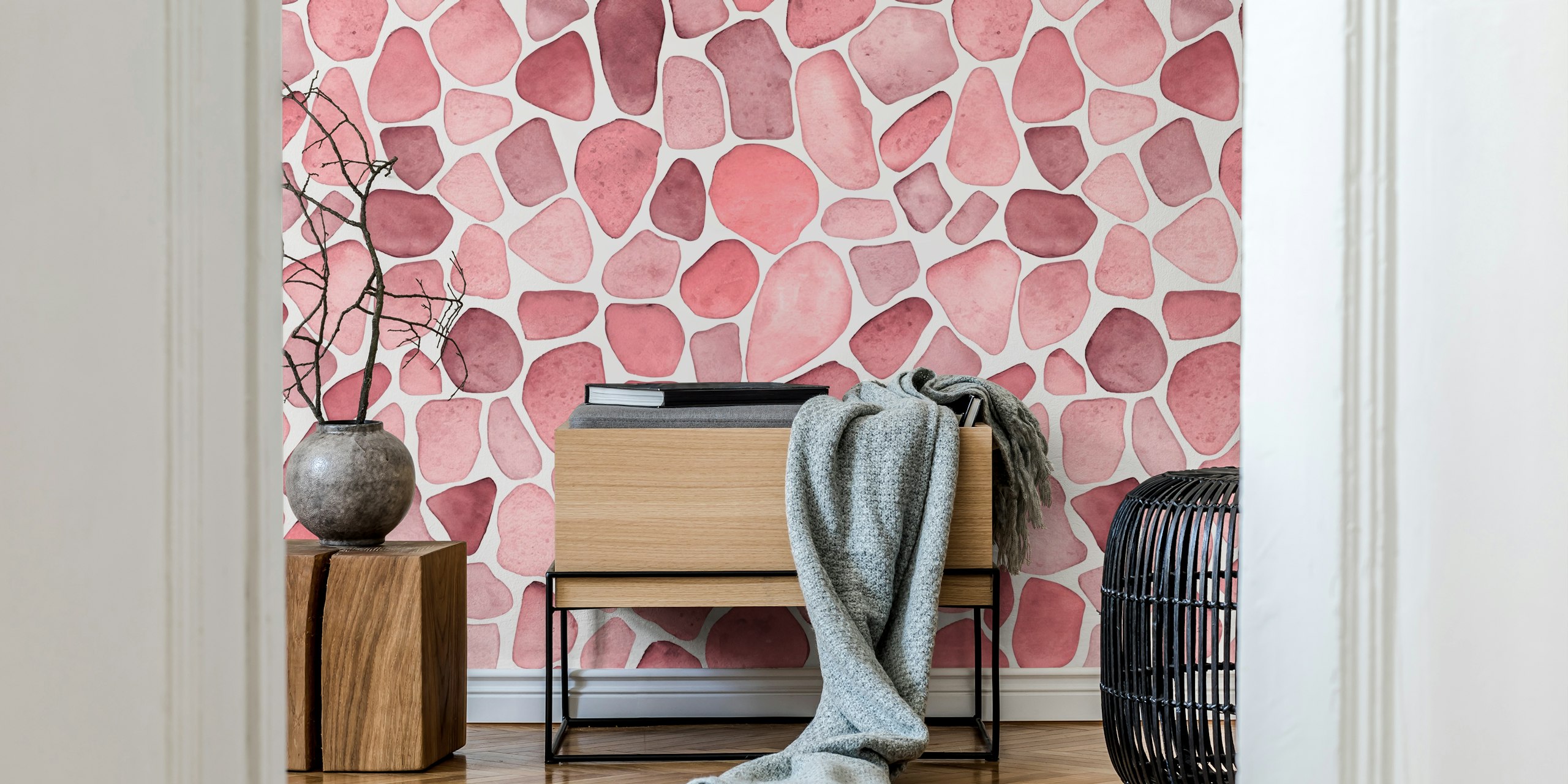 Ocean Vibe Seaglass Watercolor Wallpaper in een kamer