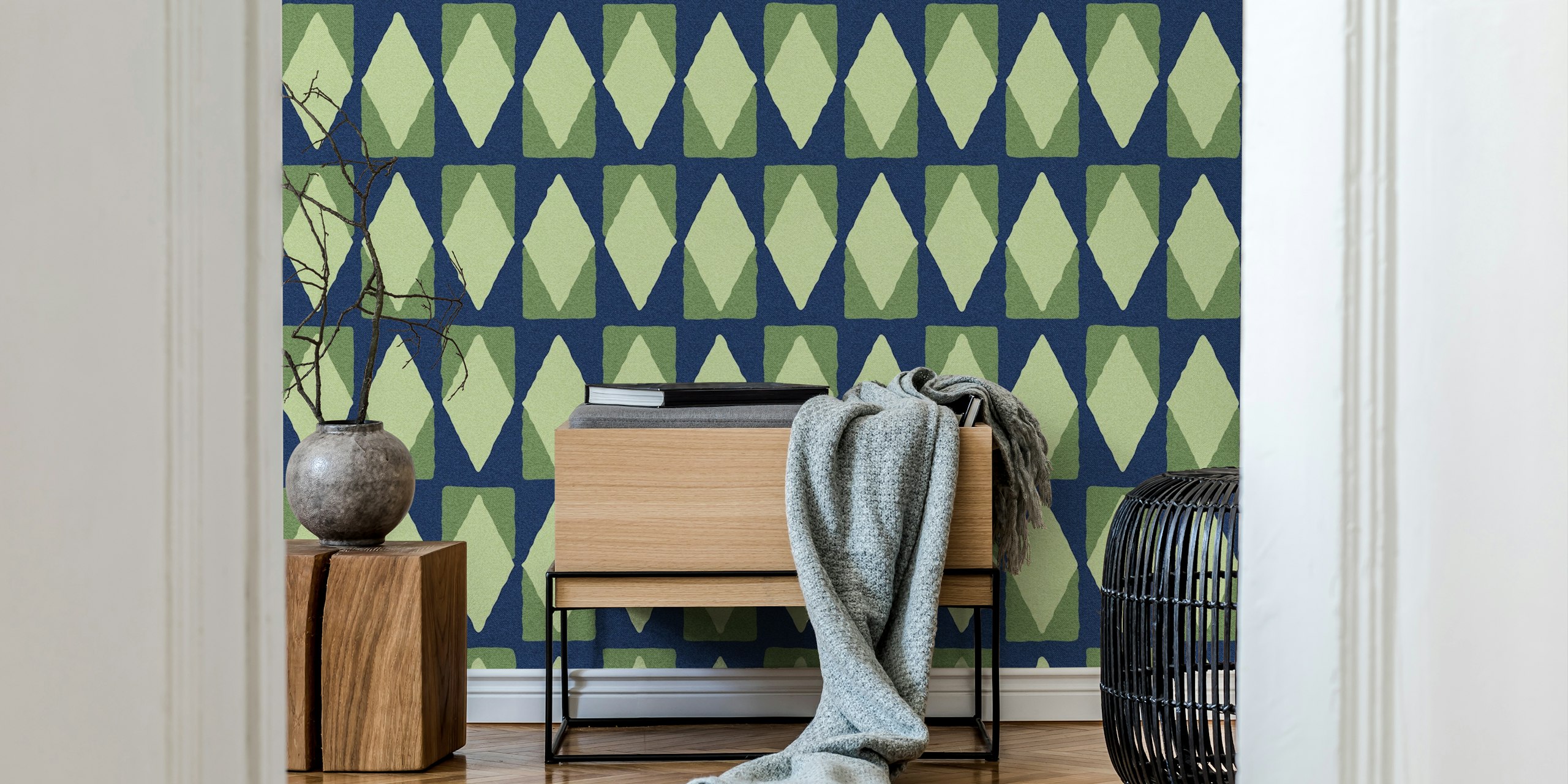 Shapes - 001 Diamonds - A Mønster Wallpaper I Et Stiligt Rom