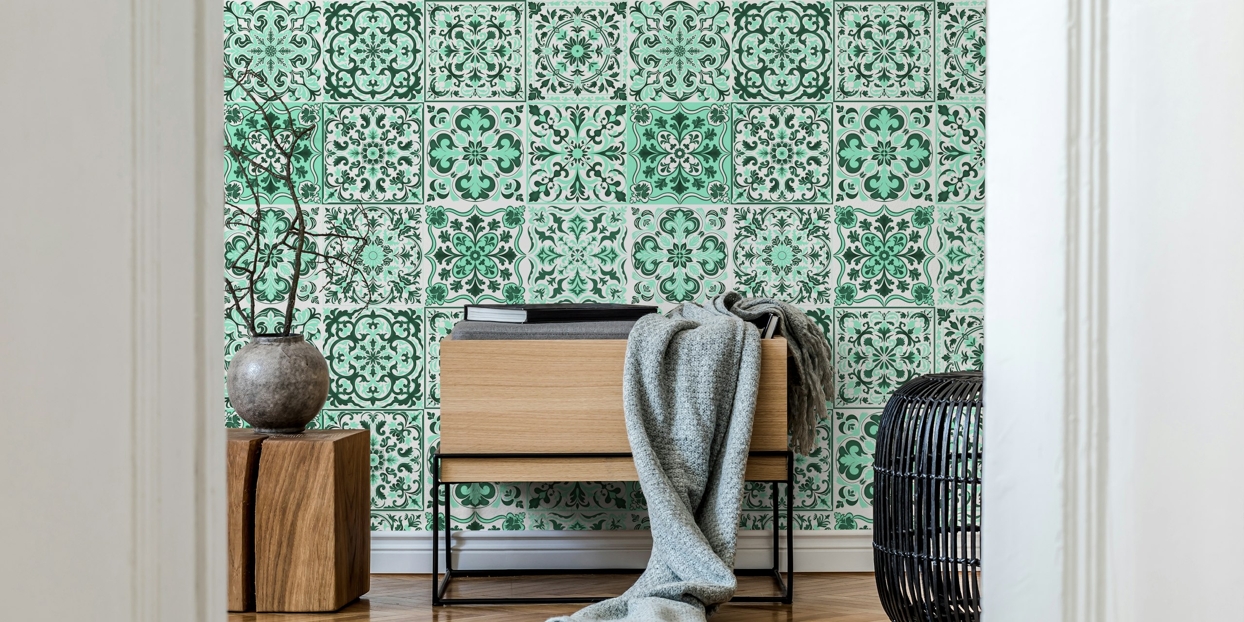 Turkis Mixed Ceramic Tiles tapet i et rom