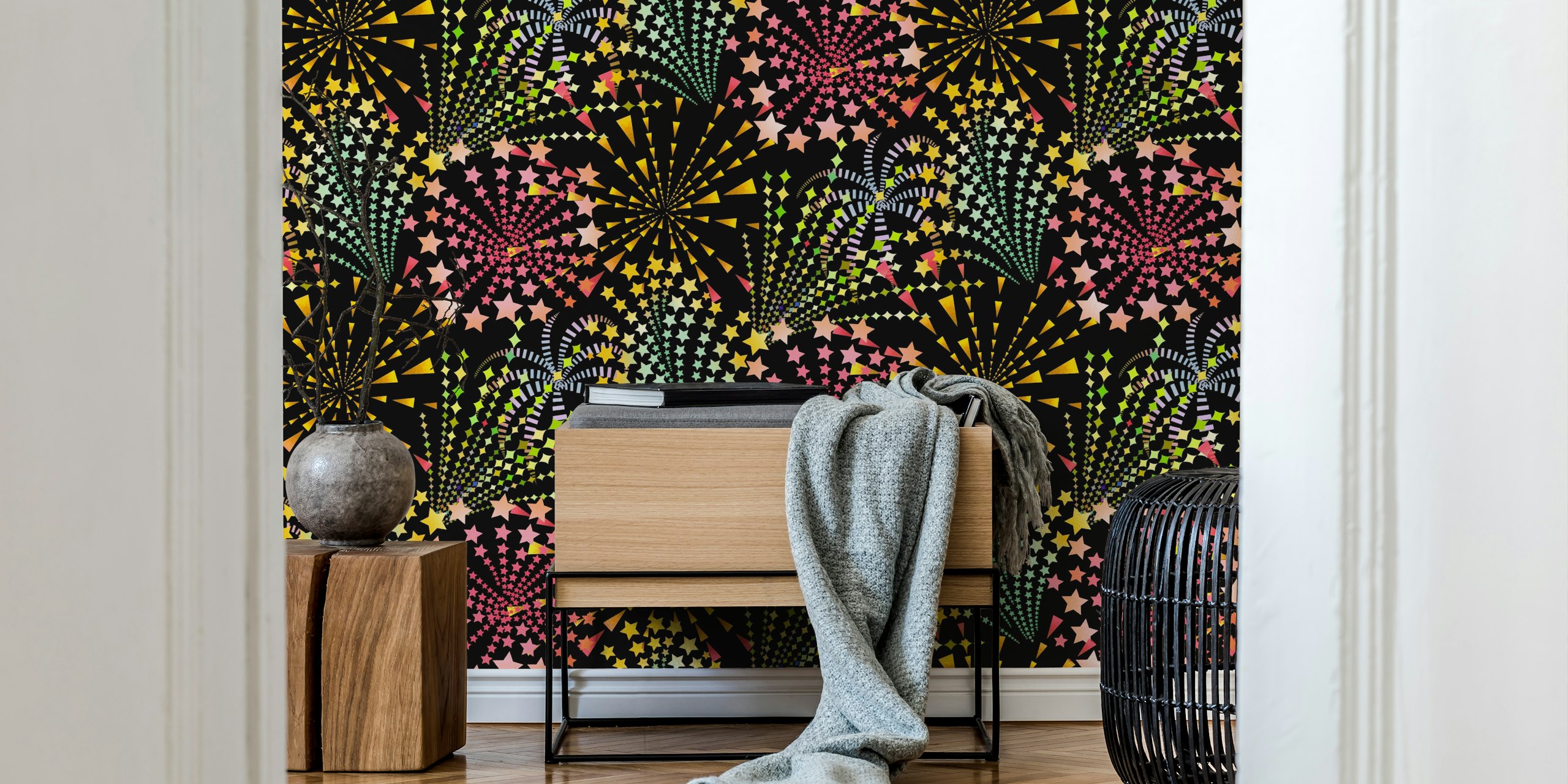 Kolorowy projekt tapety glittering fireworks