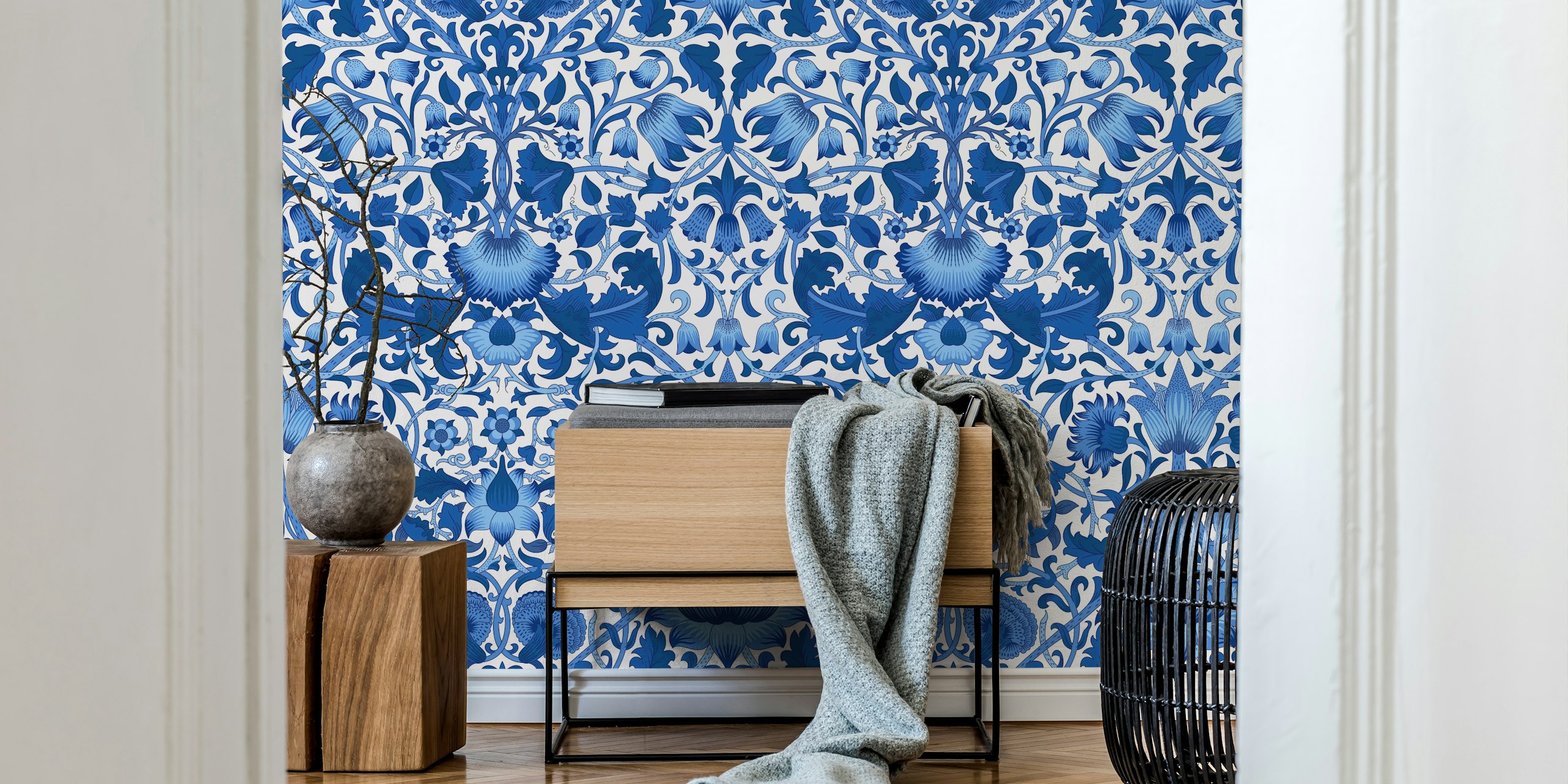 Victorian Lodden Dark Blue pattern i et rom