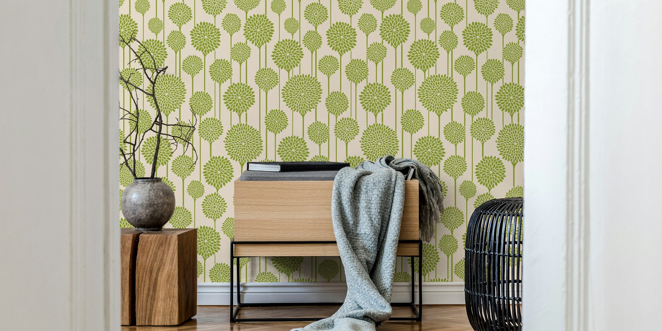 Garden Beauties Mod Scandi Floral Tapetti Huoneessa