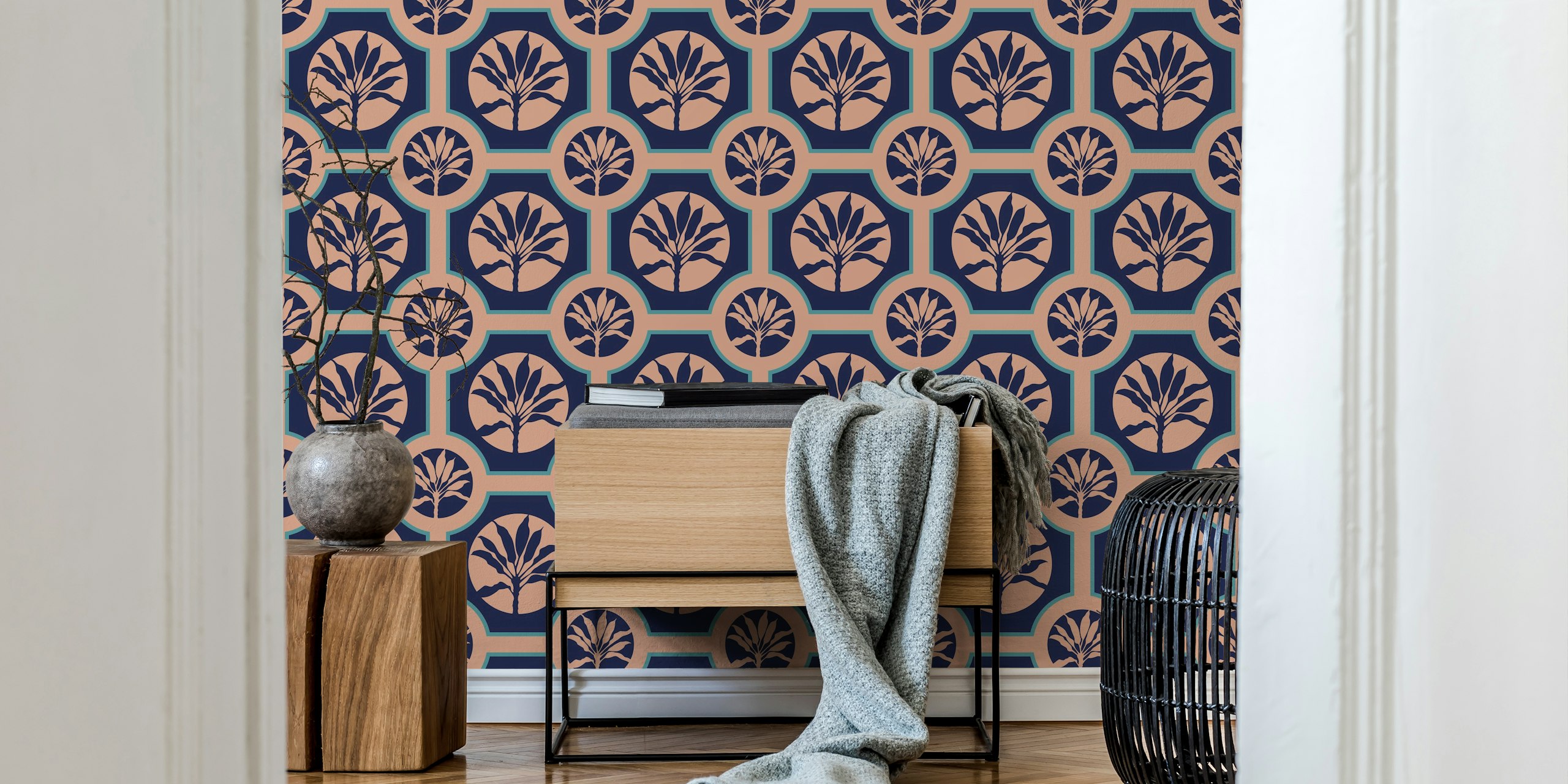 Maroc Tropical Ti Plant Tiles Wallpaper Design