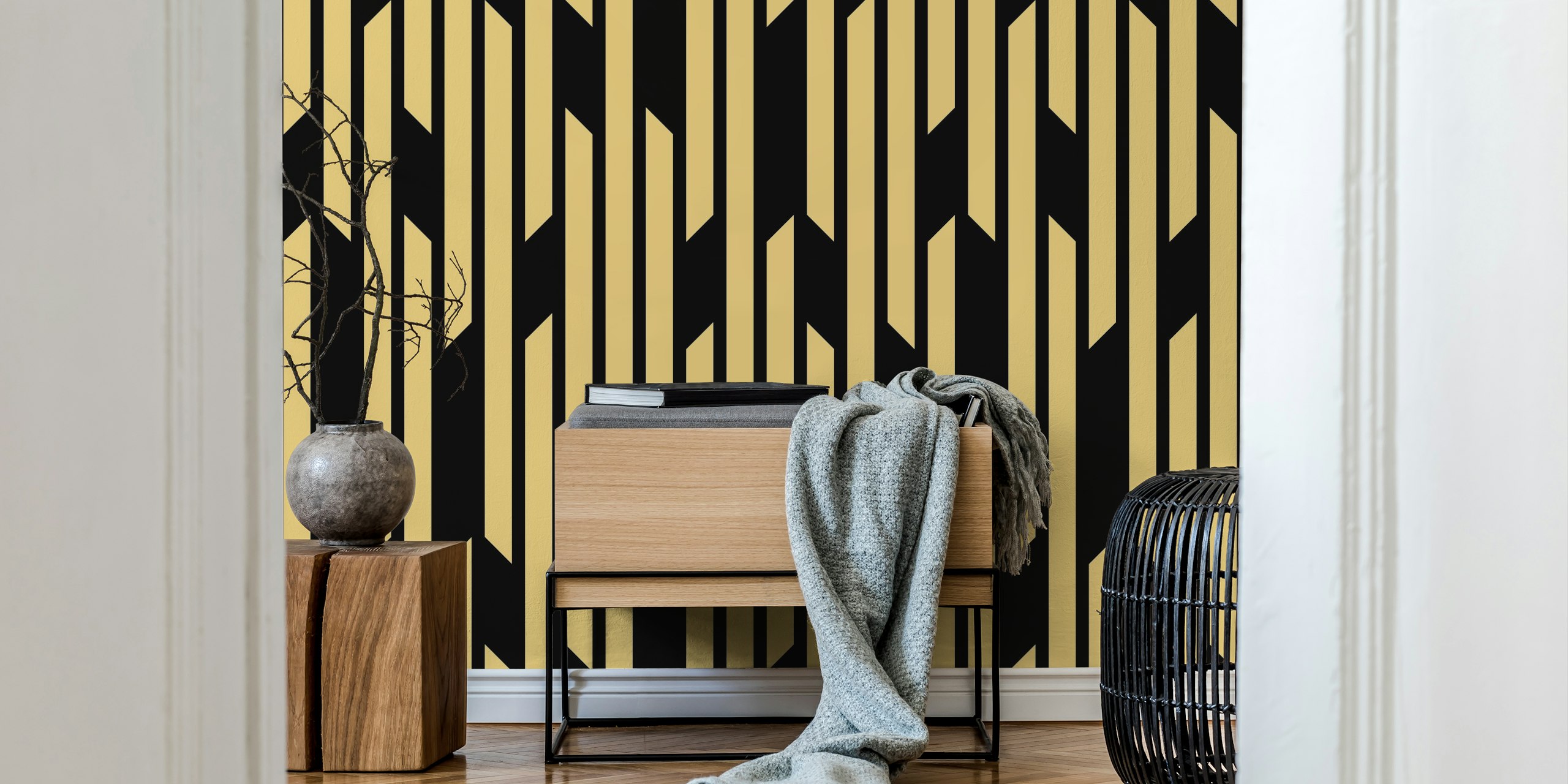 Art Deco Gatsby Stripes Gold tapetdesign